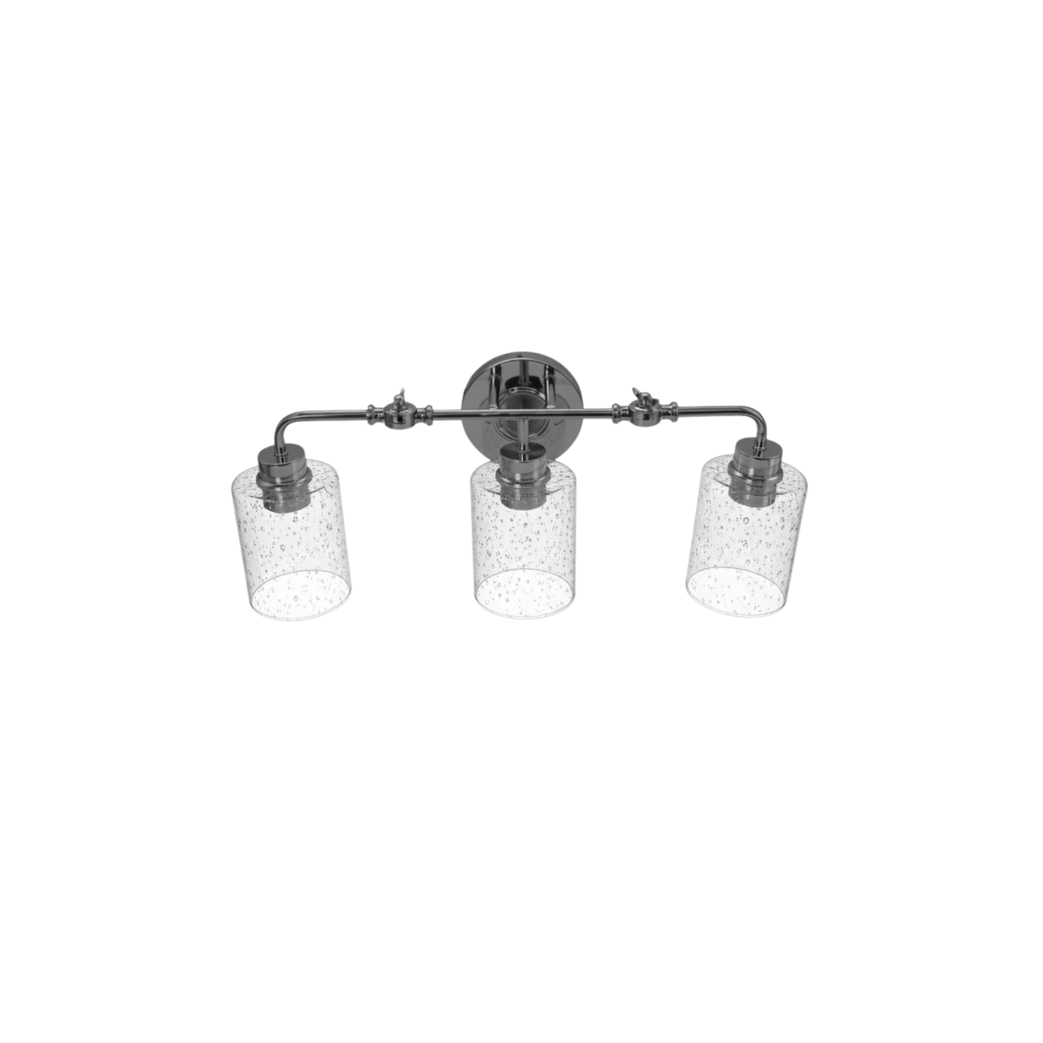3-Light Vanity - Clear Seeded Glass - Functional Vanities in Brushed Nickel