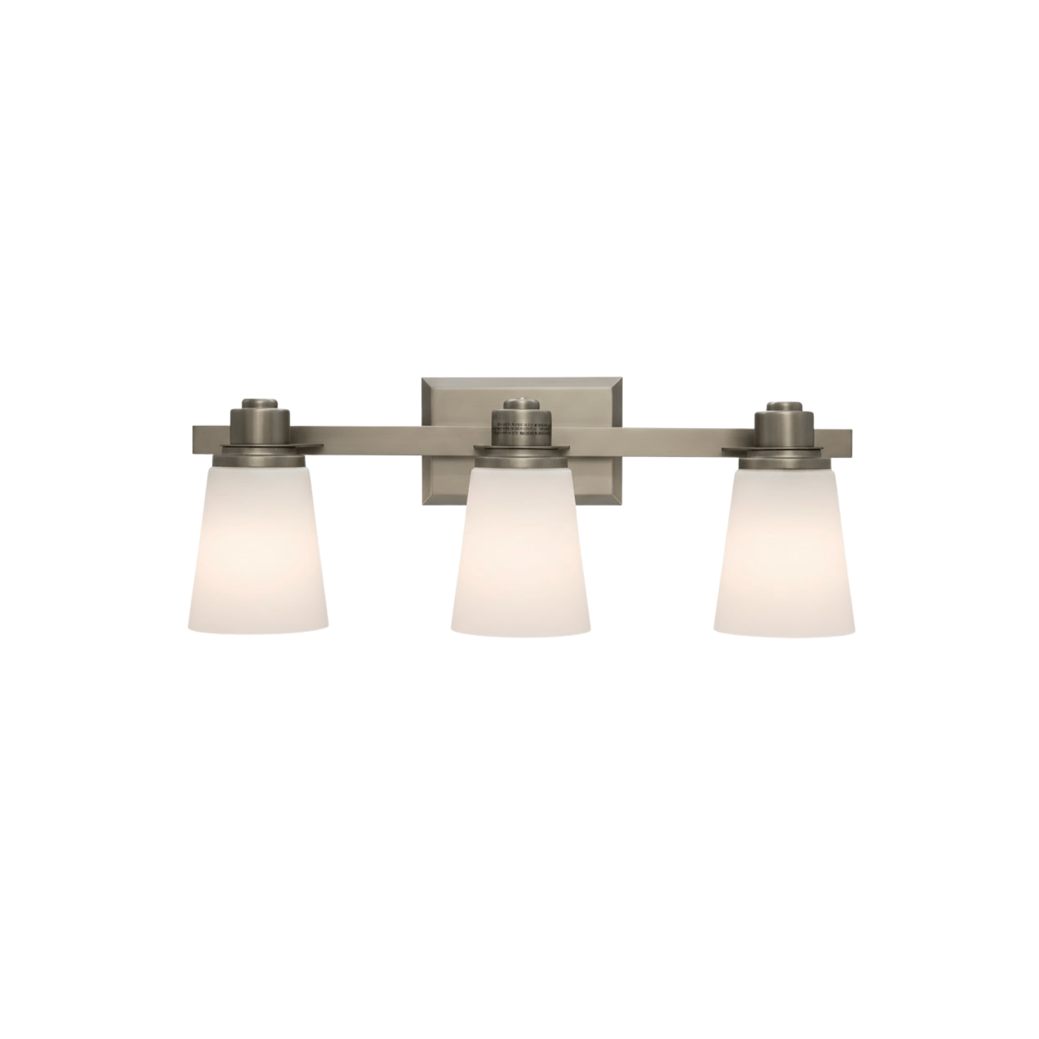 3-Light Vanity - White Frosted Glass - Chic Vanities in Brushed Nickel