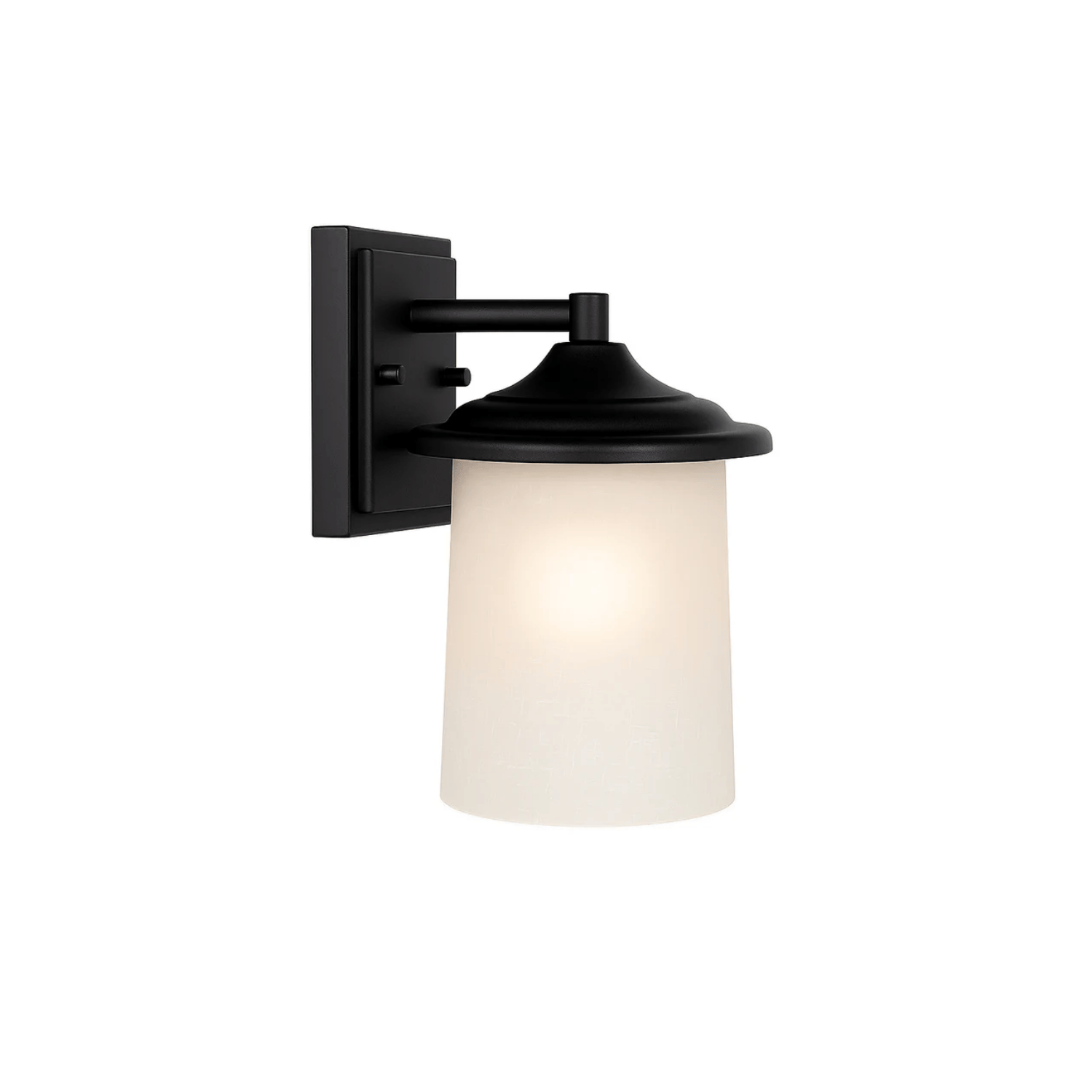 1-Light Frosted Cylinder Glass Coach Light - Matte Black