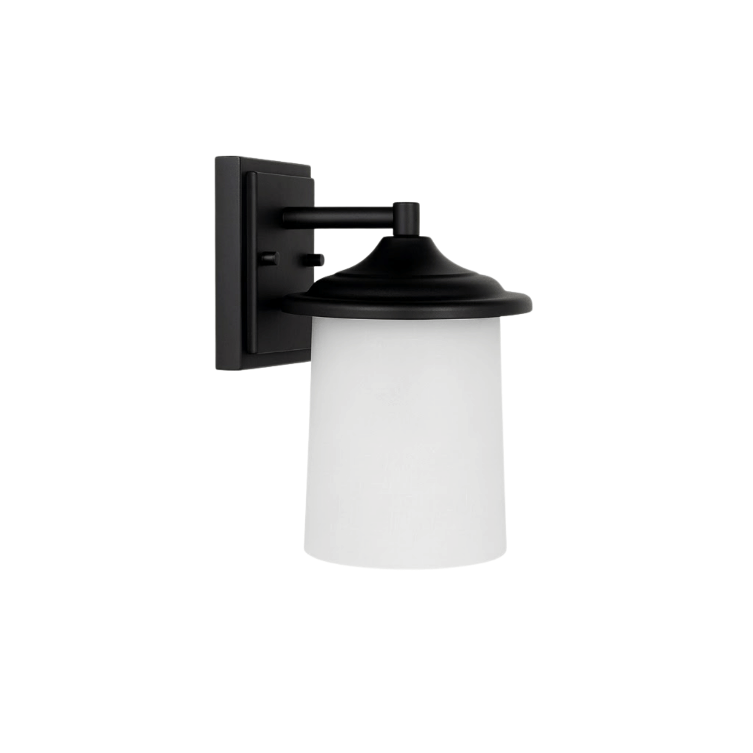 1-Light Frosted Cylinder Glass Coach Light - Matte Black