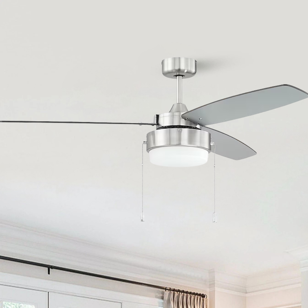 Craftmade McCoy 52‑Inch Ceiling Fan — Brushed Polished Nickel, Integrated LED & Wall Control