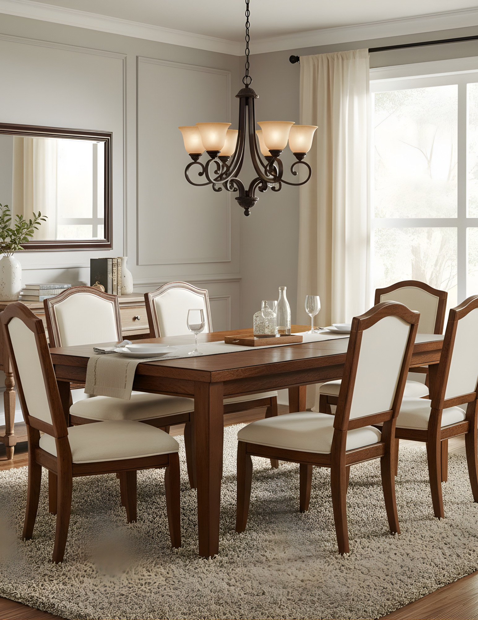 Alpine Series 6 Light Chandelier - Stylish Chandeliers in Rubbed Bronze