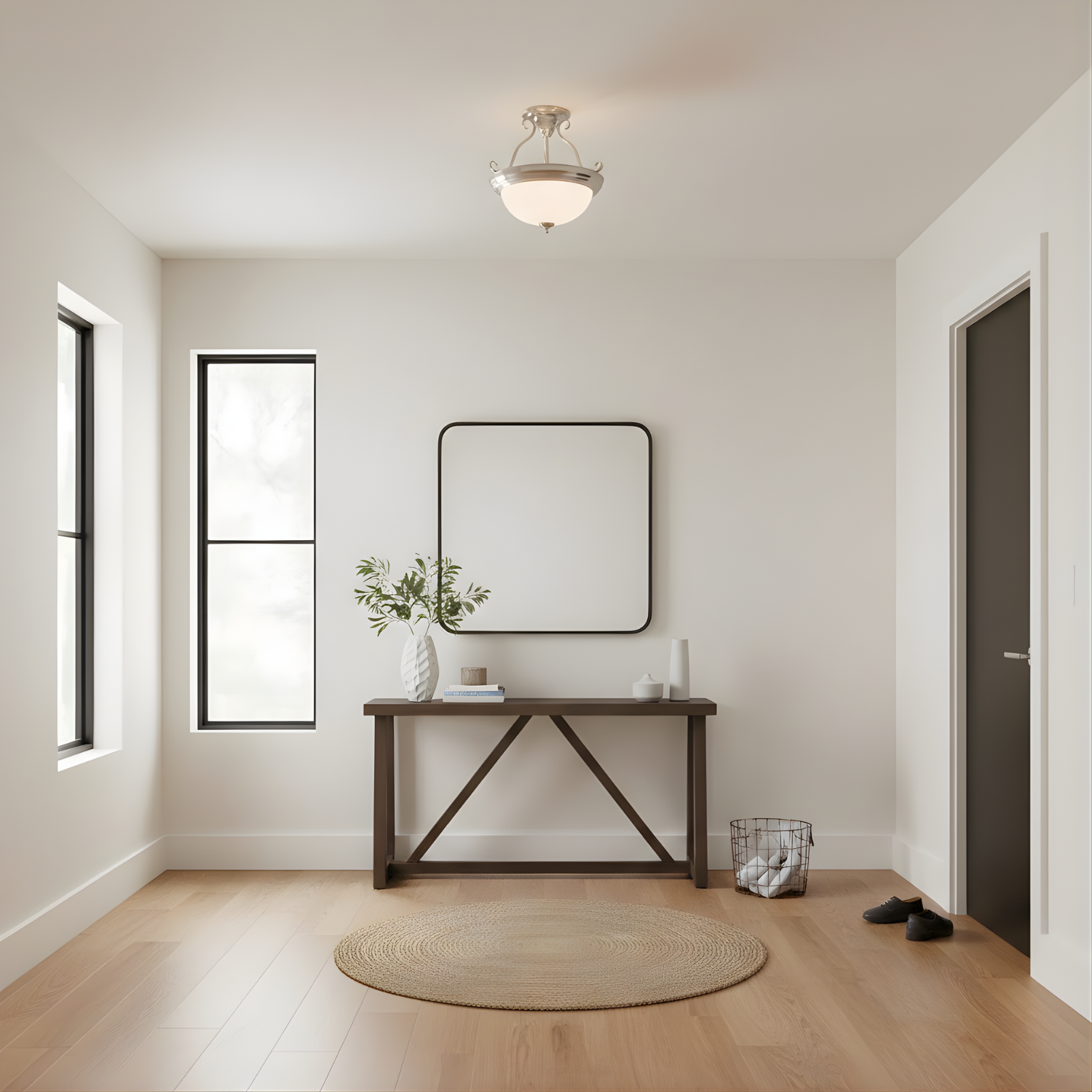 Houston Semi Flush Entry Fixture - Bold Ceiling Mounts in Brushed Nickel