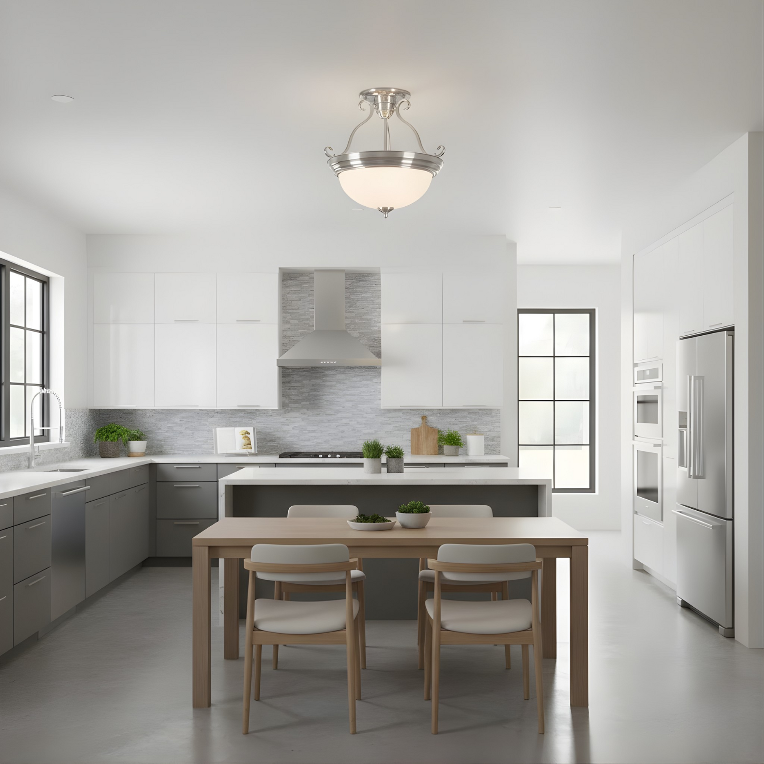 Houston Semi Flush Entry Fixture - Bold Ceiling Mounts in Brushed Nickel