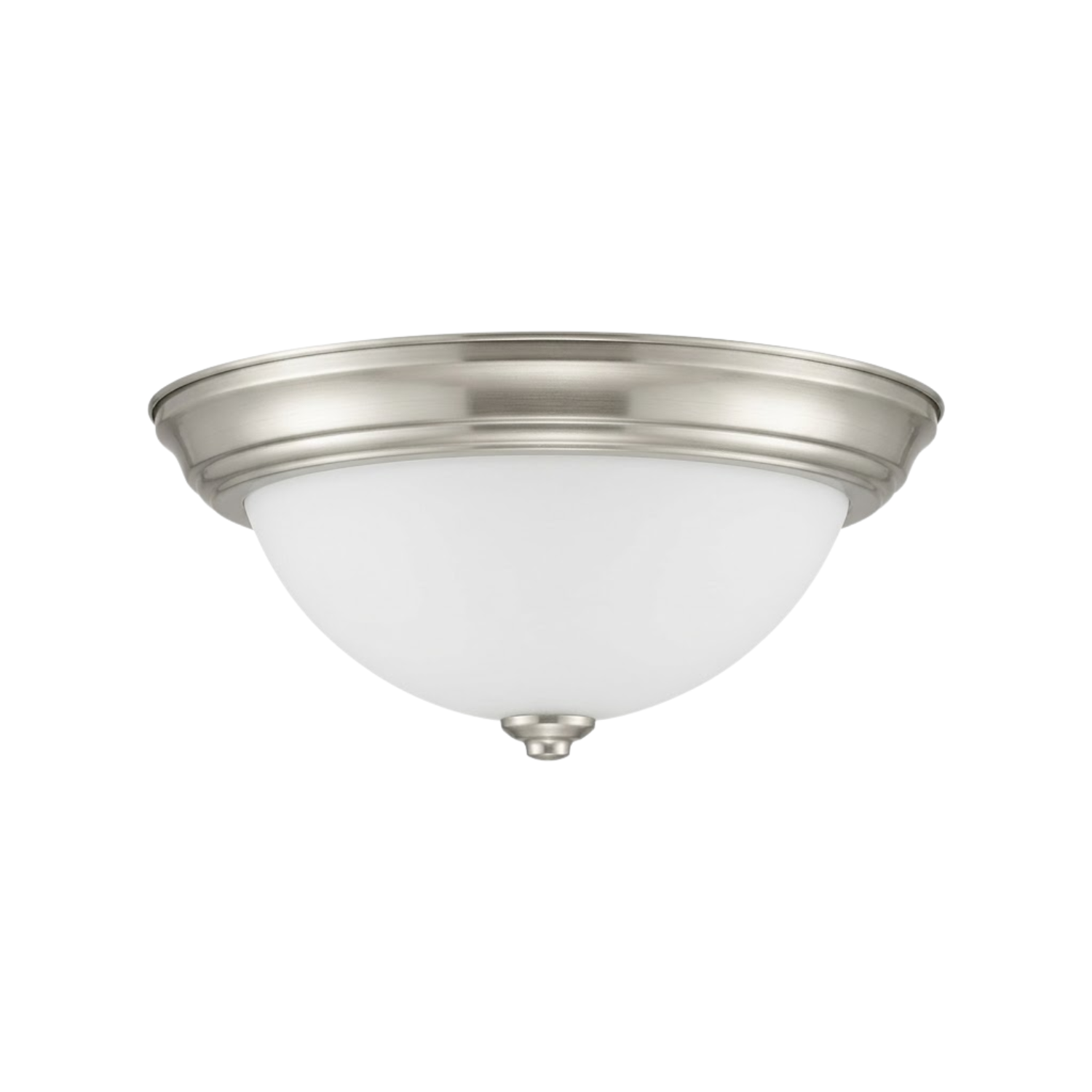 13" 2-Light White Glass Ceiling Dome - High-Design Ceiling Mounts in Brushed Nickel