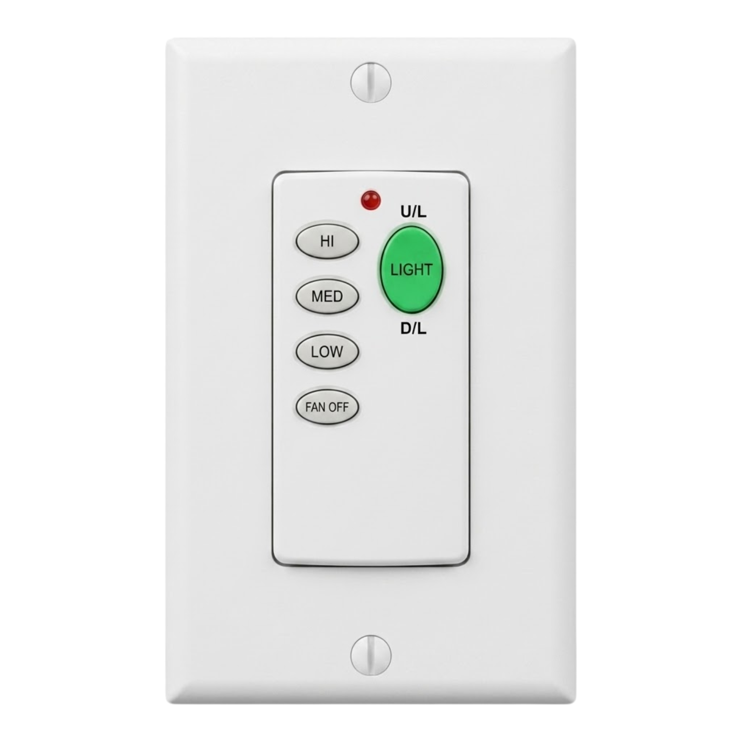 Single Gang Mount Wireless Fan Remote - Classic Wall Controls in White