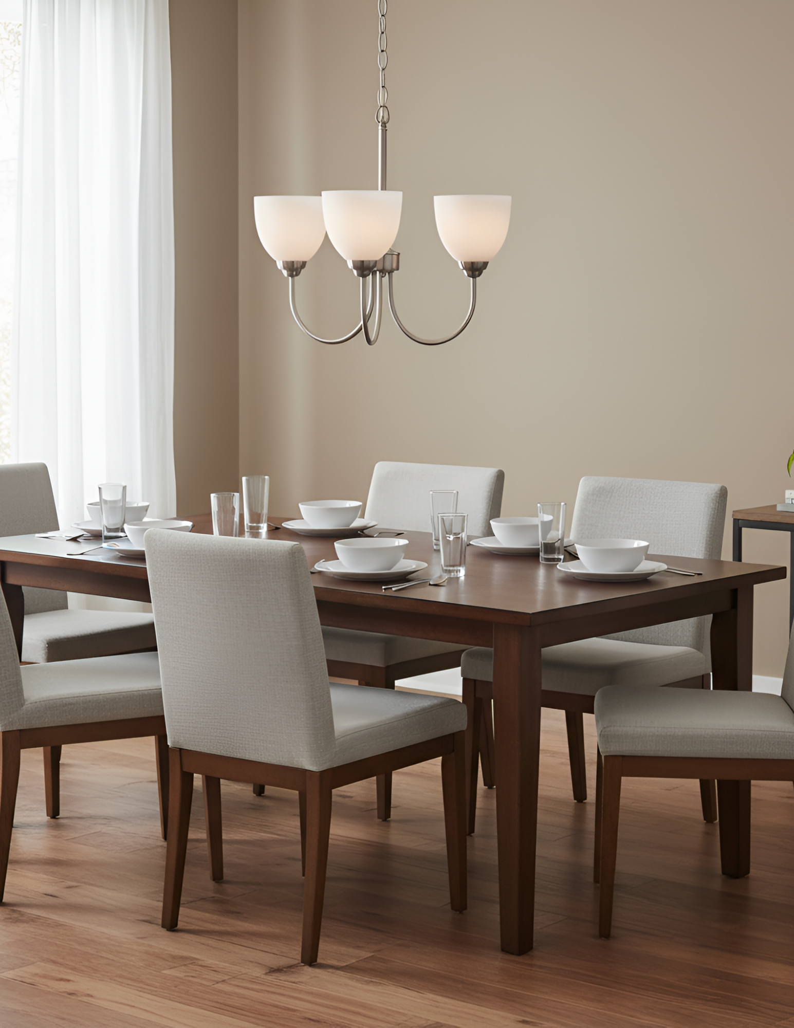 Laredo 3-Light Chandelier White Glass - Bold Chandeliers in Brushed Nickel