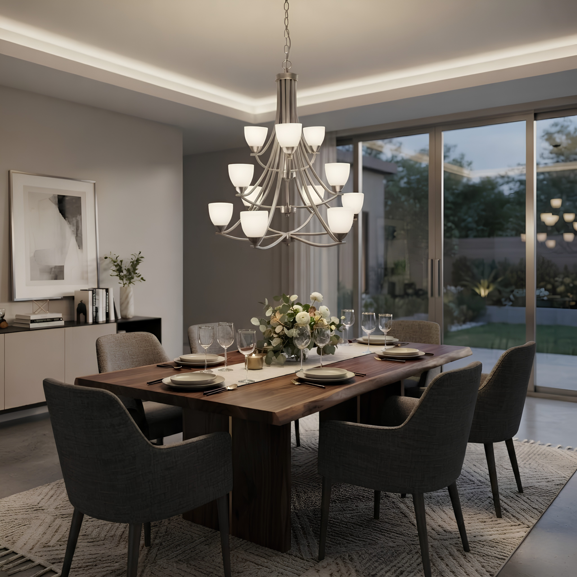 Victoria 12-Light Chandelier White Glass - Classic Chandeliers