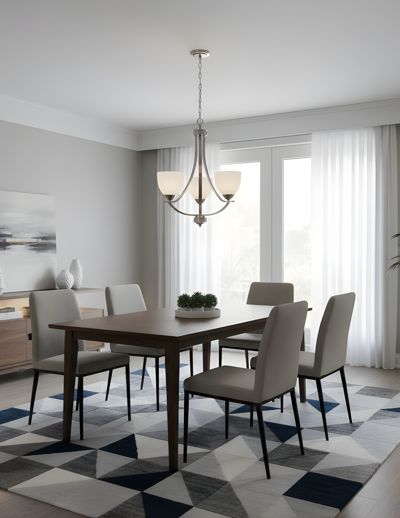 Victoria 3-Light Chandelier White Glass - Refined Chandeliers