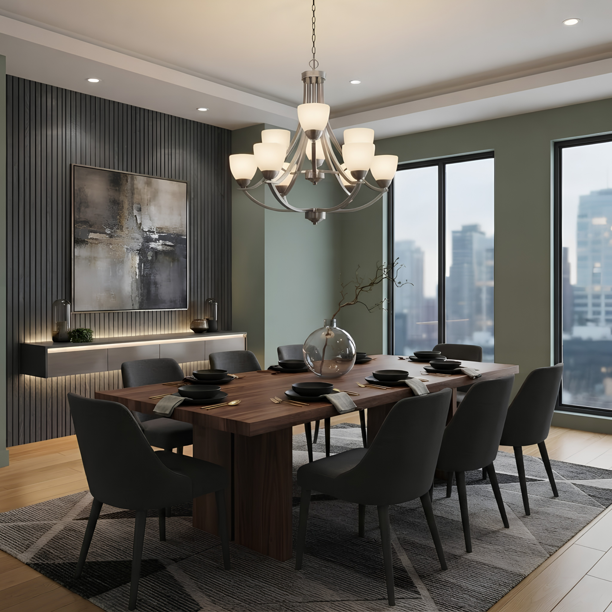 Victoria 9-Light Chandelier White Glass - High-Design Chandeliers