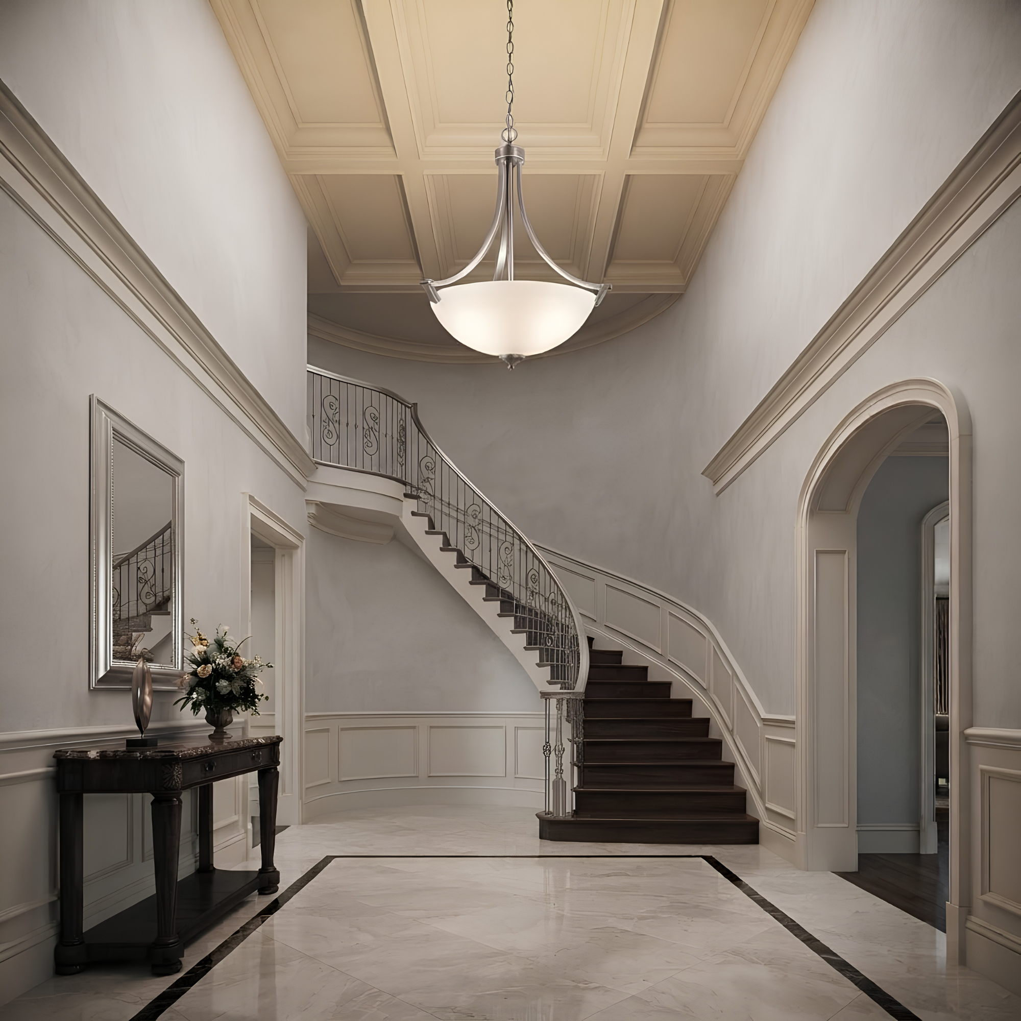 Victoria 3-Light Entry - White Glass - Clean-Line Pendants