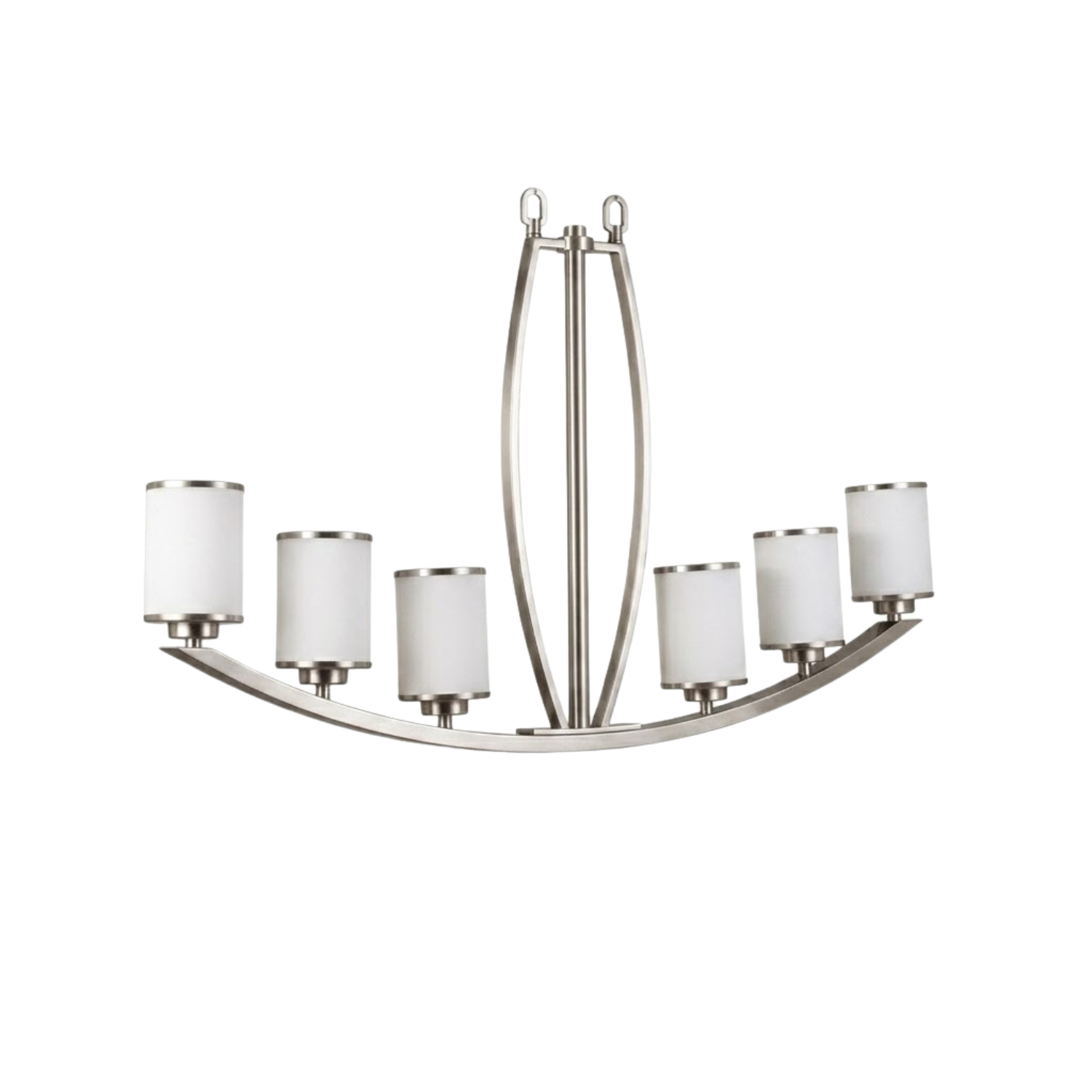 Lexington 6-Light White Glass Island/Entry - Clean-Line Pendants in Brushed Nickel