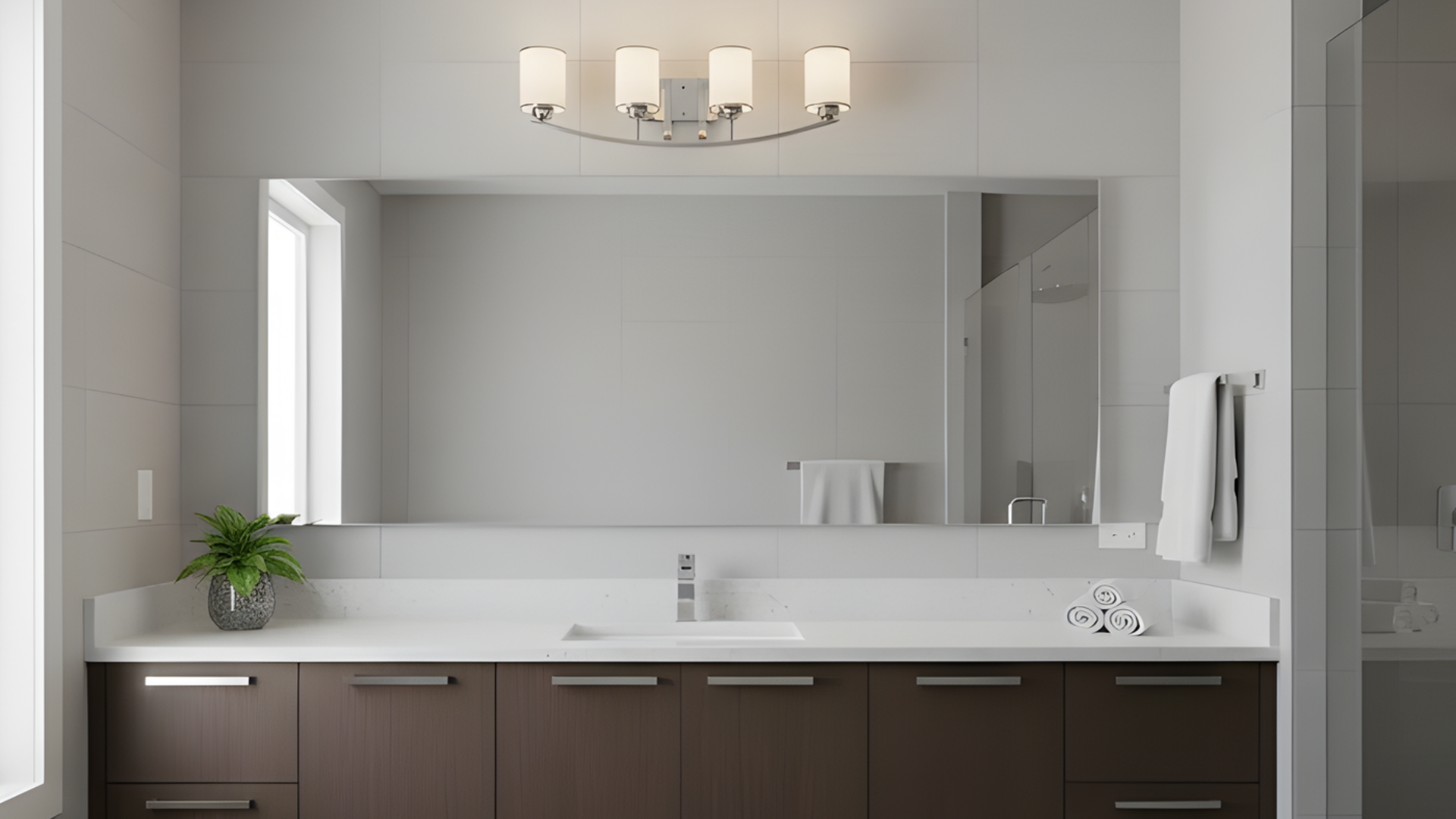 4-Light Vanity White Glass