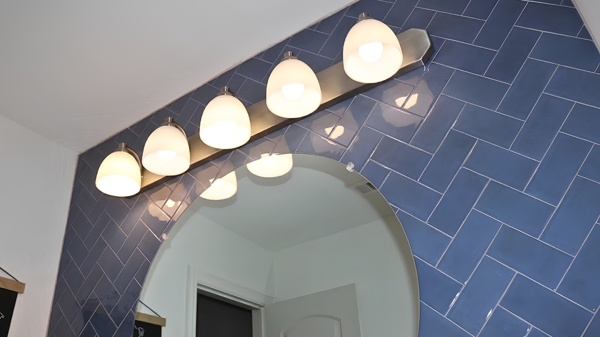 5-Light Contemporary Vanity - White Glass - Decorative Vanities