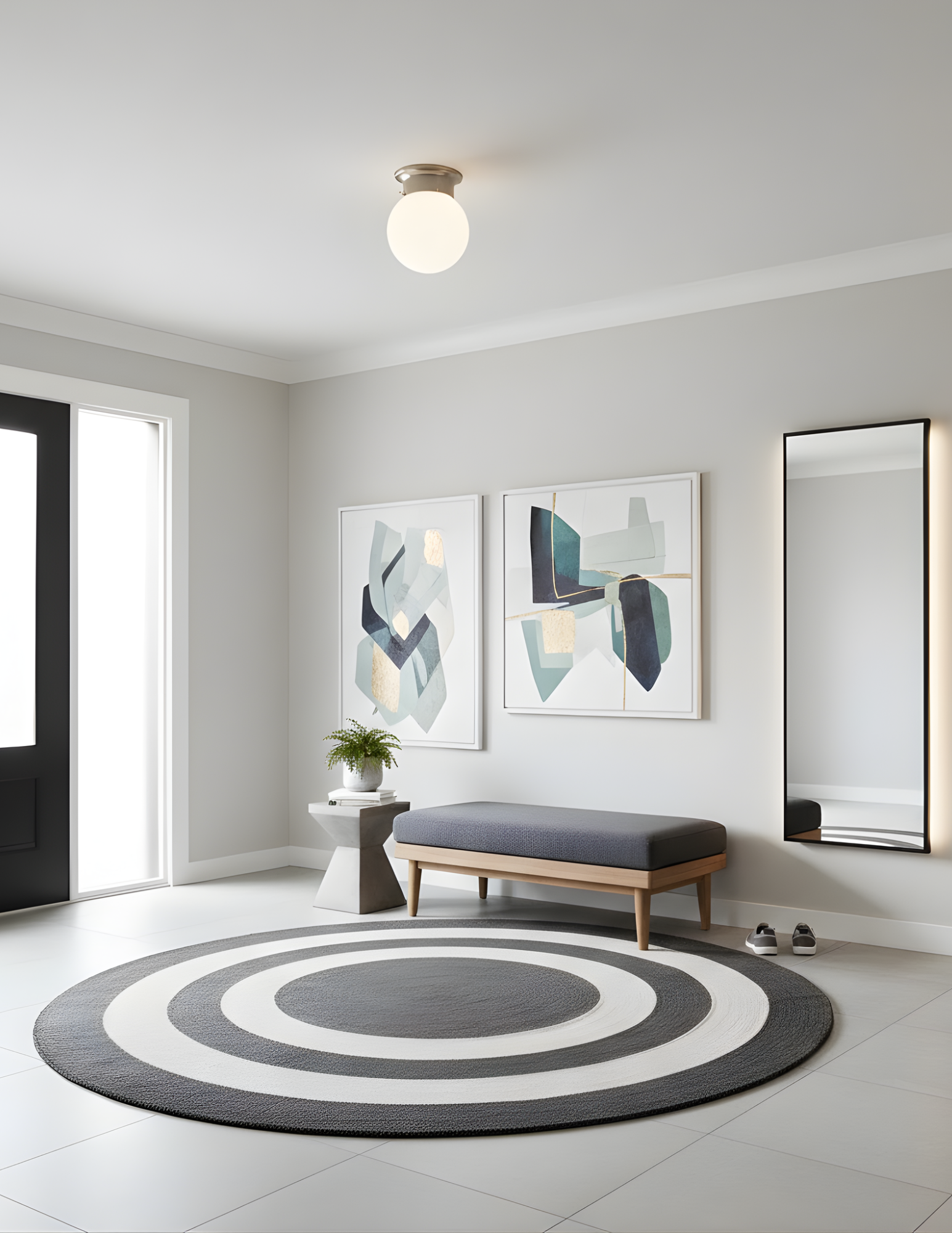 1-Light White Glass Round Ball Ceiling - Functional Ceiling Mounts in Brushed Nickel