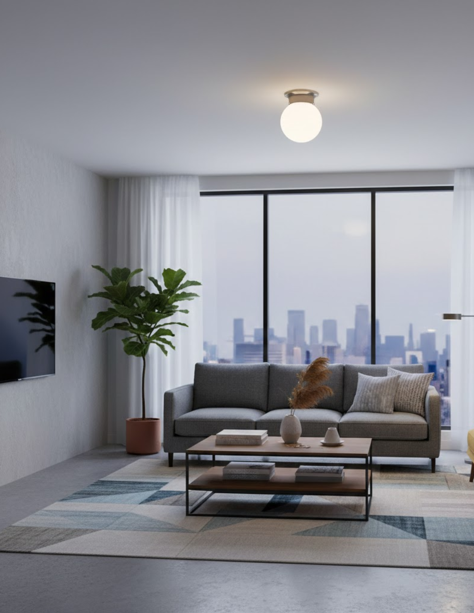 1-Light White Glass Round Ball Ceiling - Functional Ceiling Mounts in Brushed Nickel