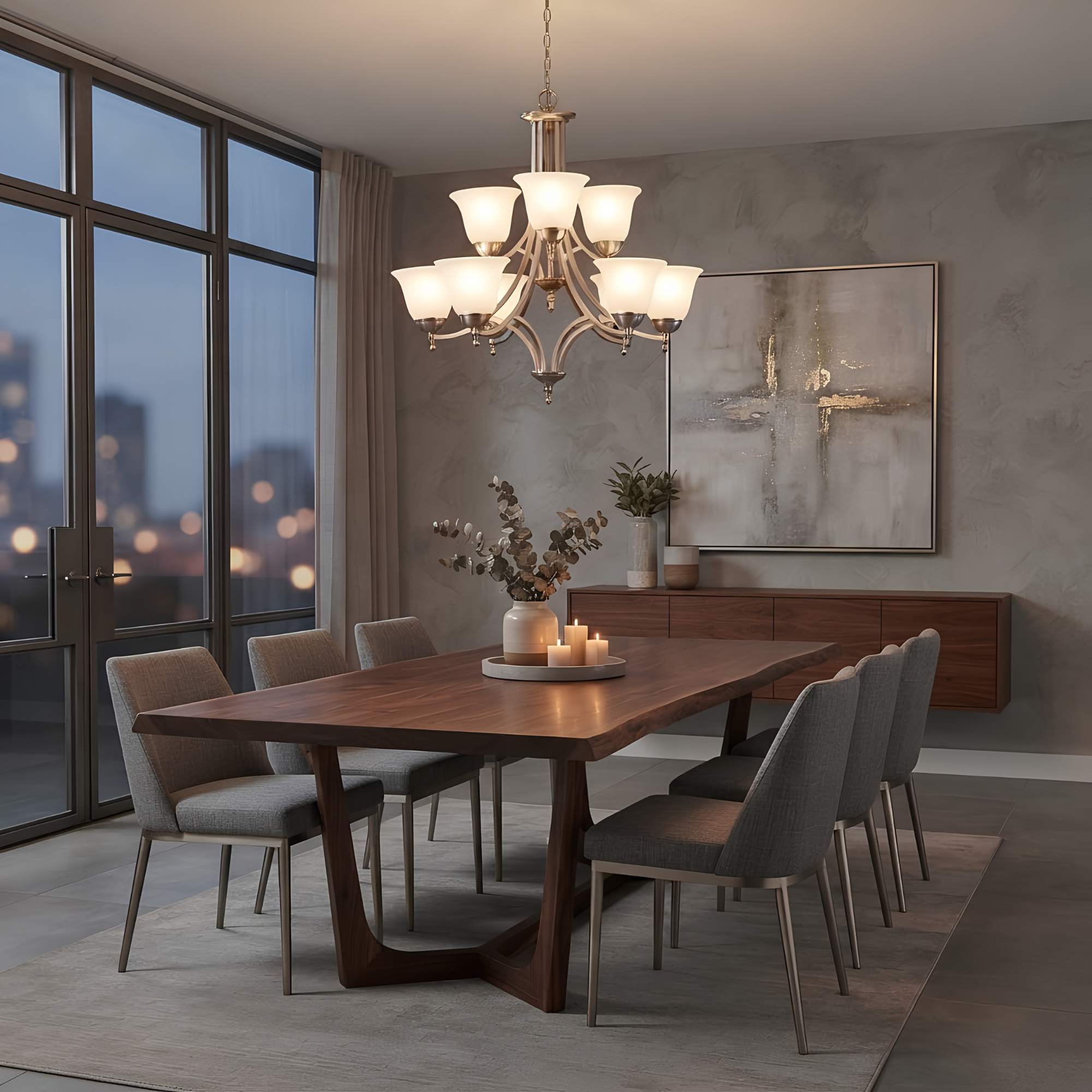 Dallas Upgrade 9-Light Chandelier - Bold Chandeliers in Brushed Nickel