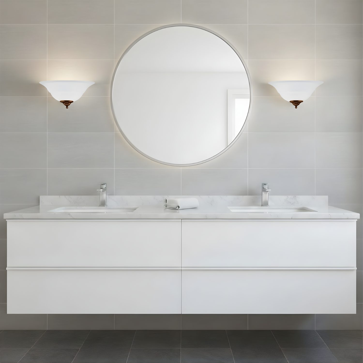 White Wall Sconce/RB/MB Finials Included - Functional Wall Sconces in Brushed Nickel