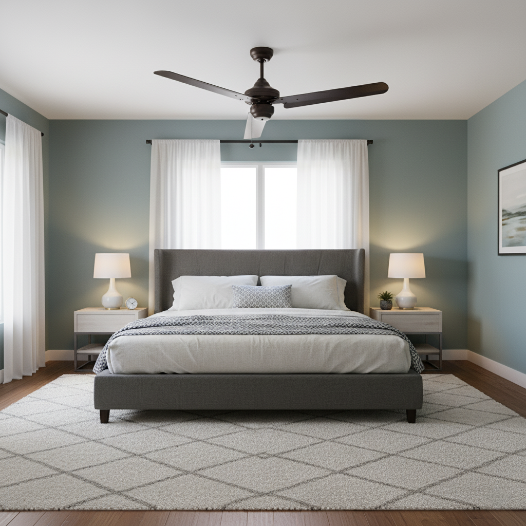54" 3-Metal Blade Industrial Fan - Architectural-Inspired Outdoor Fans in Matte Black