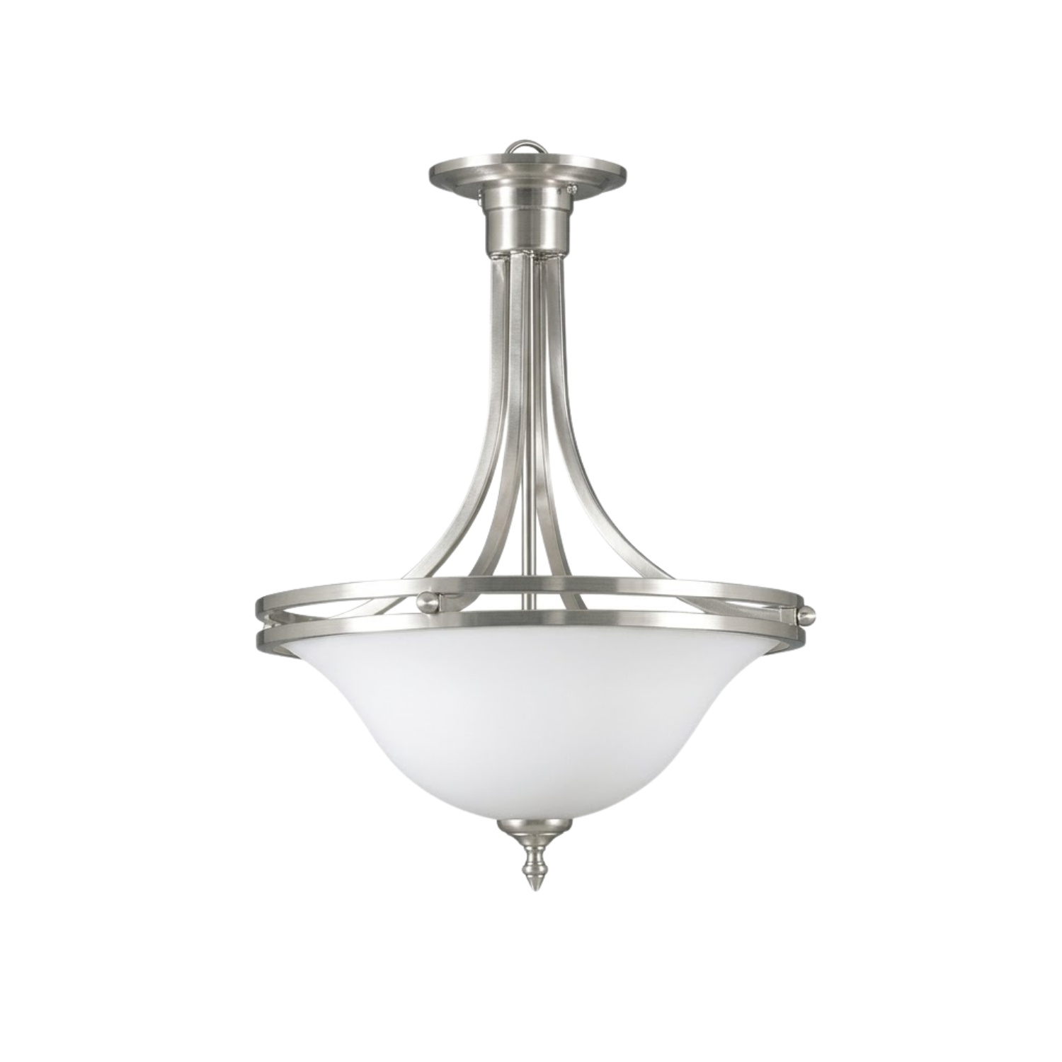 Dallas 16' Glass Bowl Entry Fixture White - Transitional Pendants in Brushed Nickel