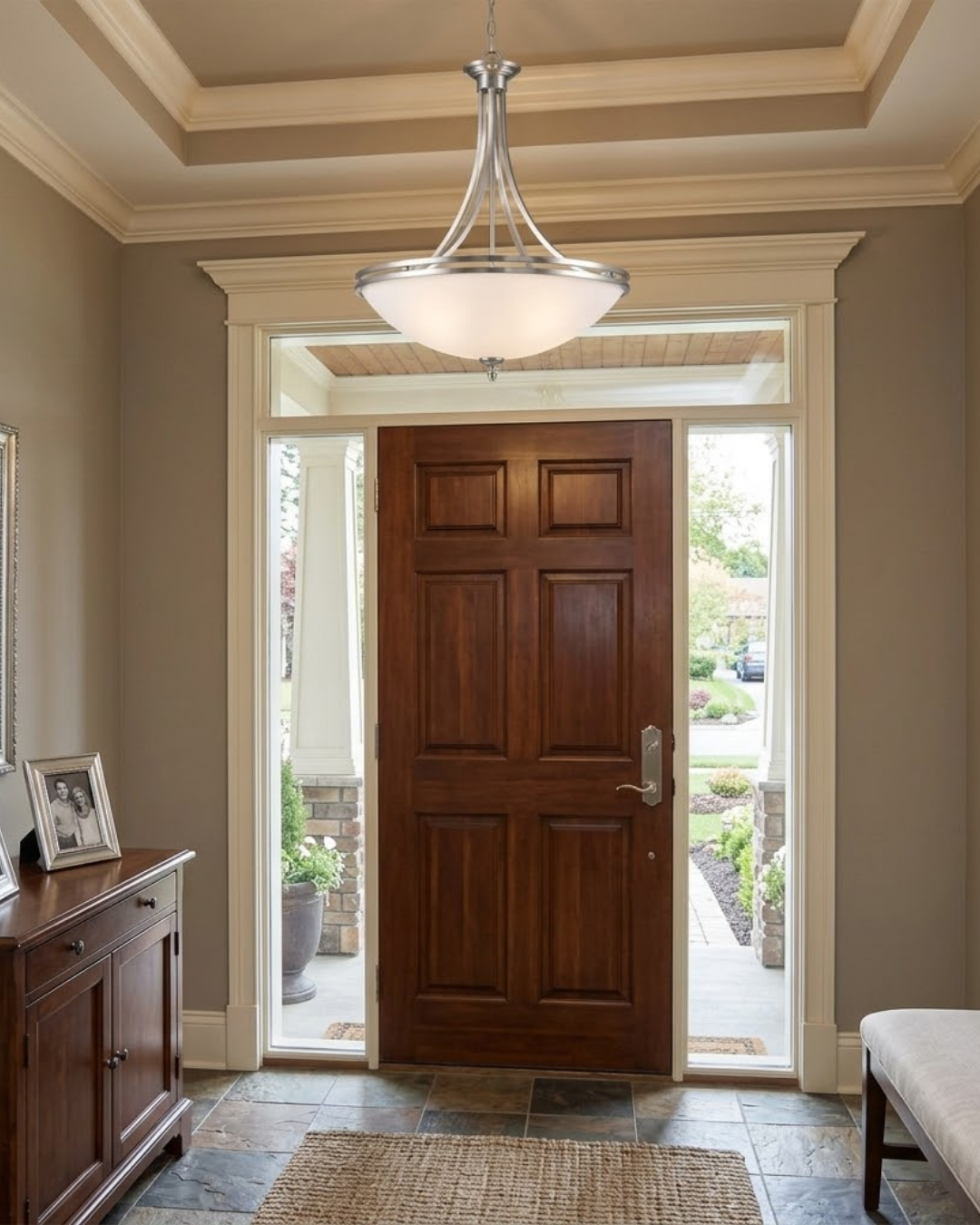 Dallas Large Upgrade Bowl Entry White - Minimalist Pendants in Brushed Nickel