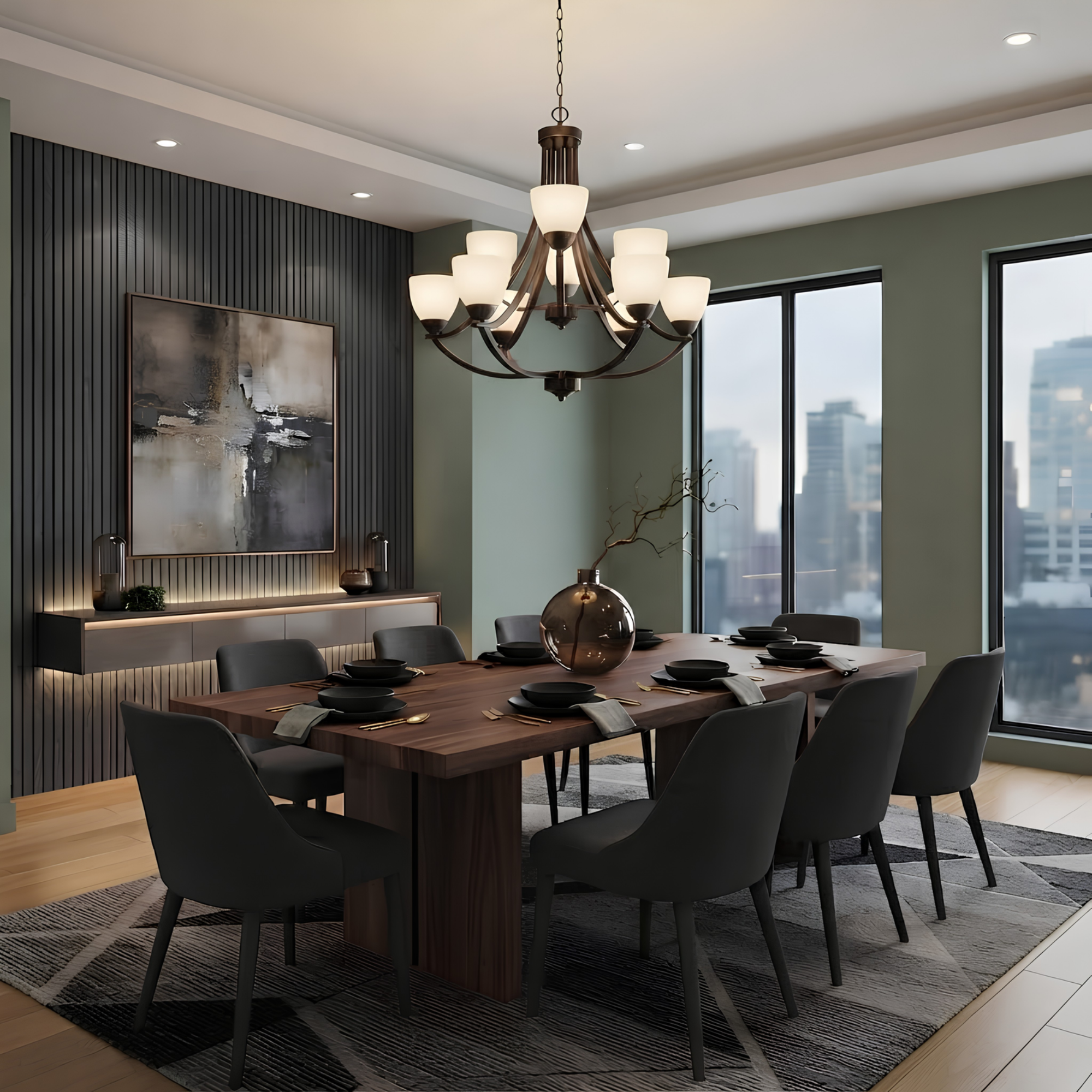 Victoria 9-Light Chandelier White Glass - High-Design Chandeliers