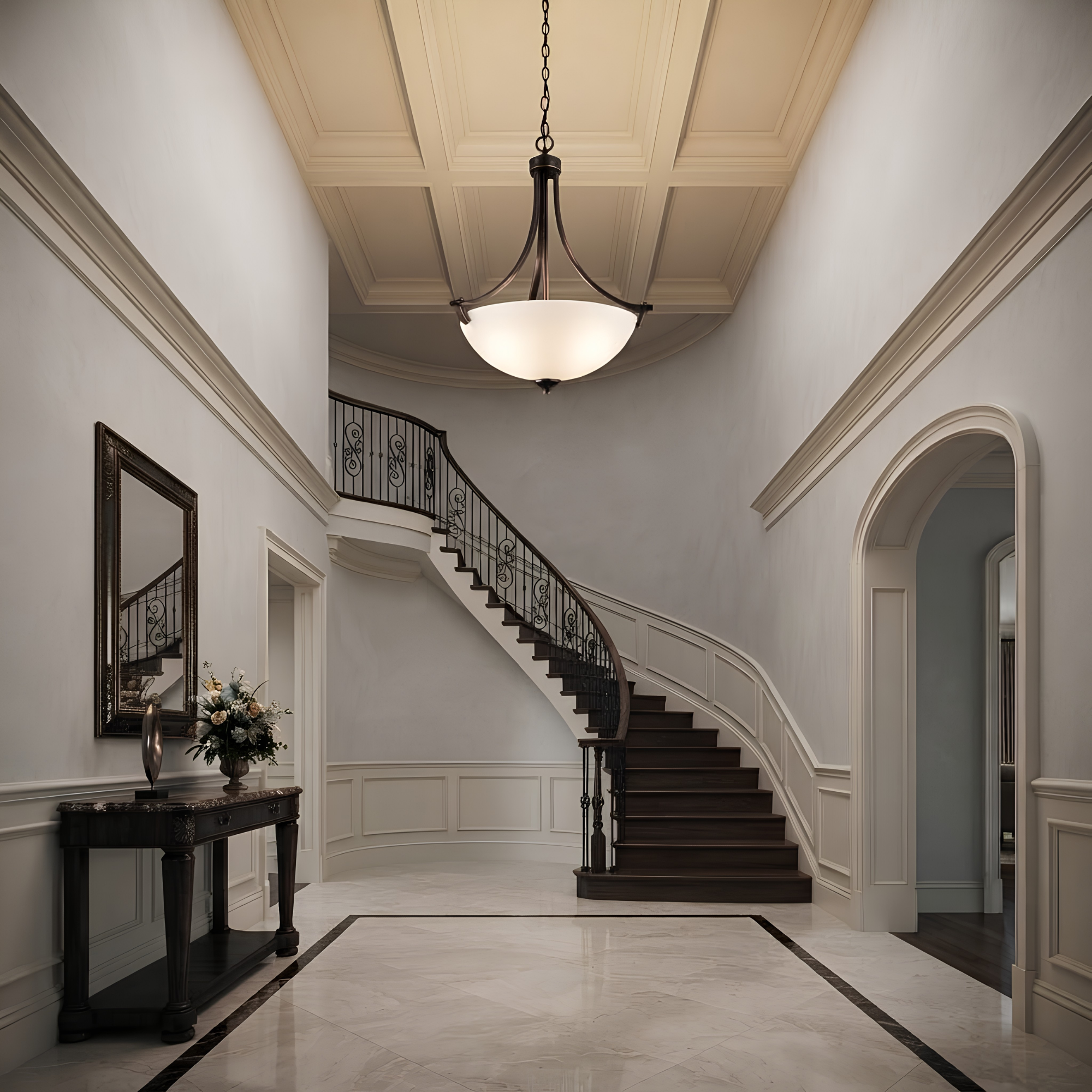 Victoria 3-Light Entry - White Glass - Clean-Line Pendants