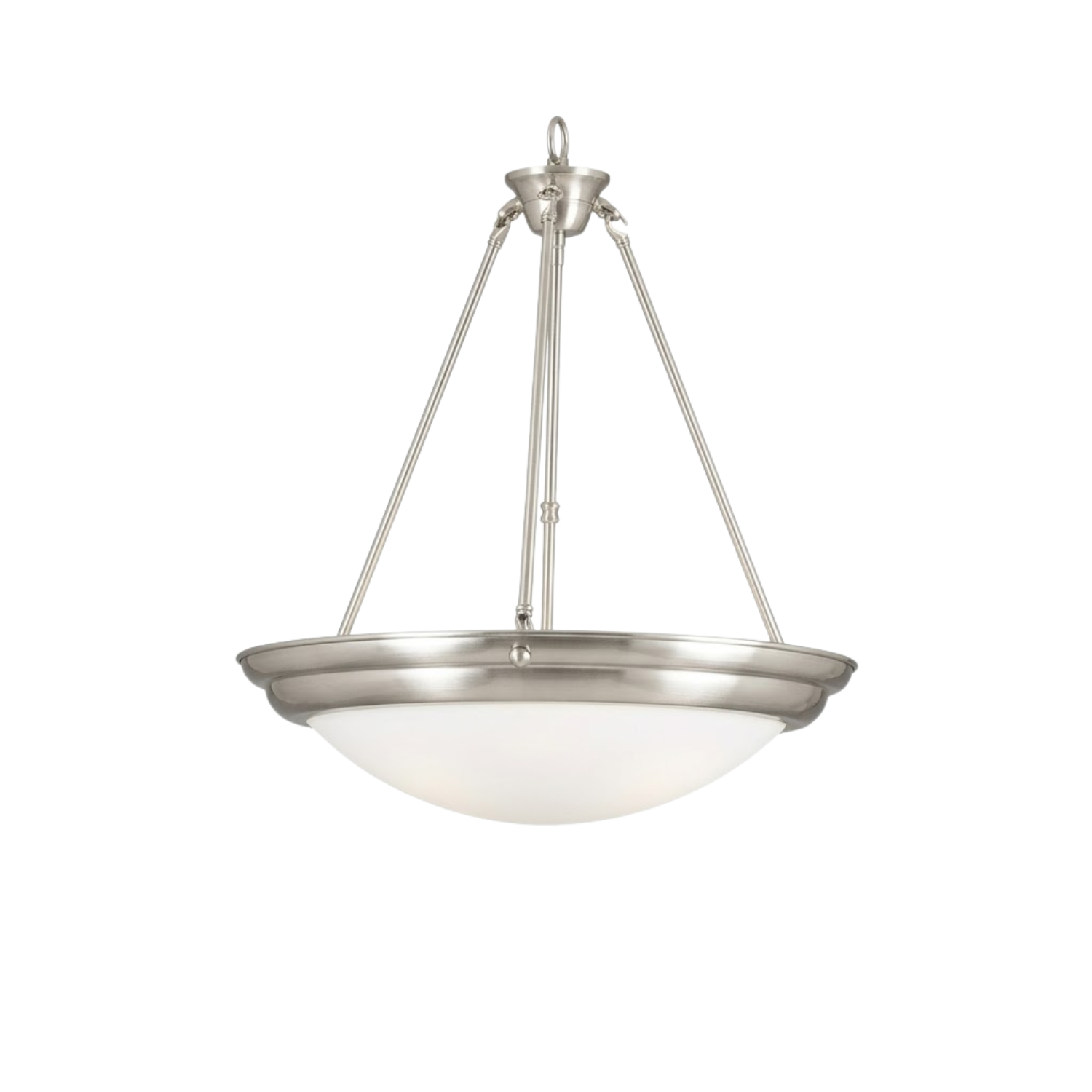 Foyer White Bowl Hanging Pendant - Stylish Pendants in Brushed Nickel