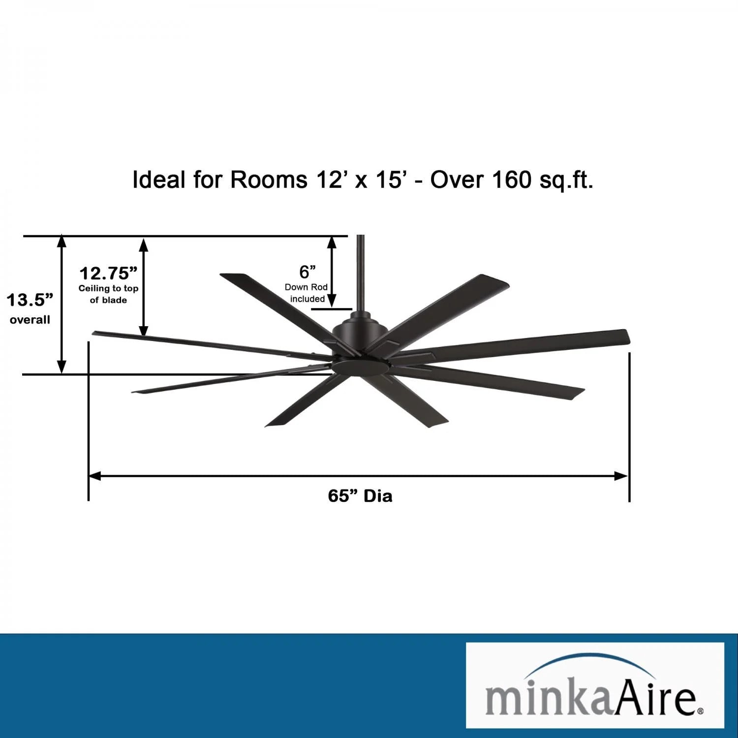 MinkaAire Xtreme H2O 65″ Ceiling Fan — Coal Finish, 8 Blades, DC Motor, Remote Control Included - Contemporary Indoor Fans