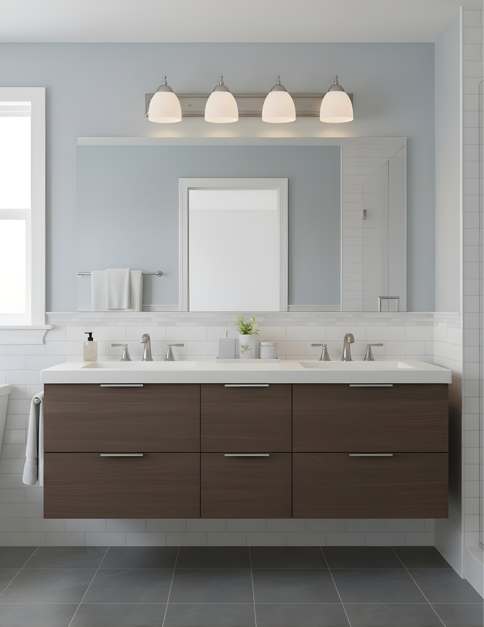 Dallas 4-Light White Vanity - Bold Vanities in Brushed Nickel