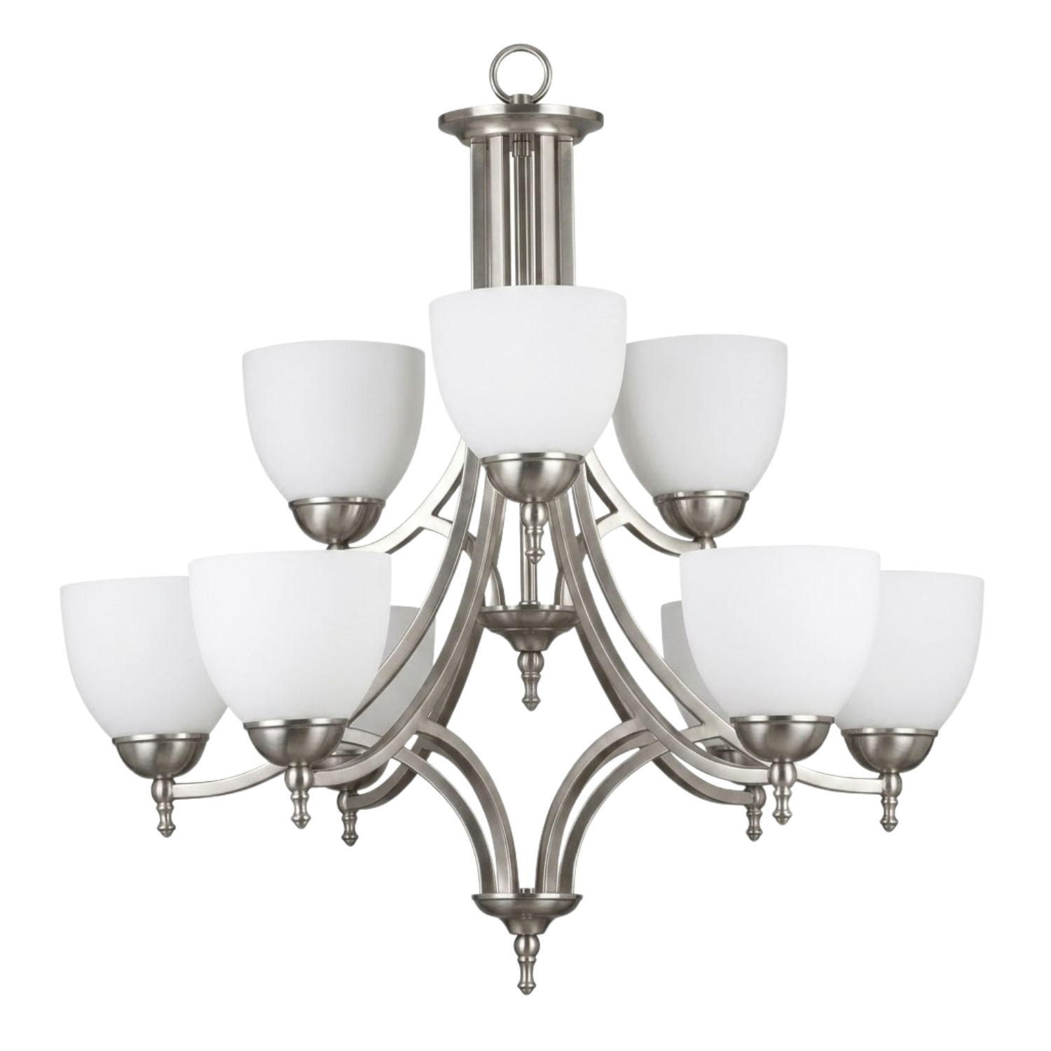 Dallas Upgrade 9-Light Chandelier - Architectural-Inspired Chandeliers in Brushed Nickel
