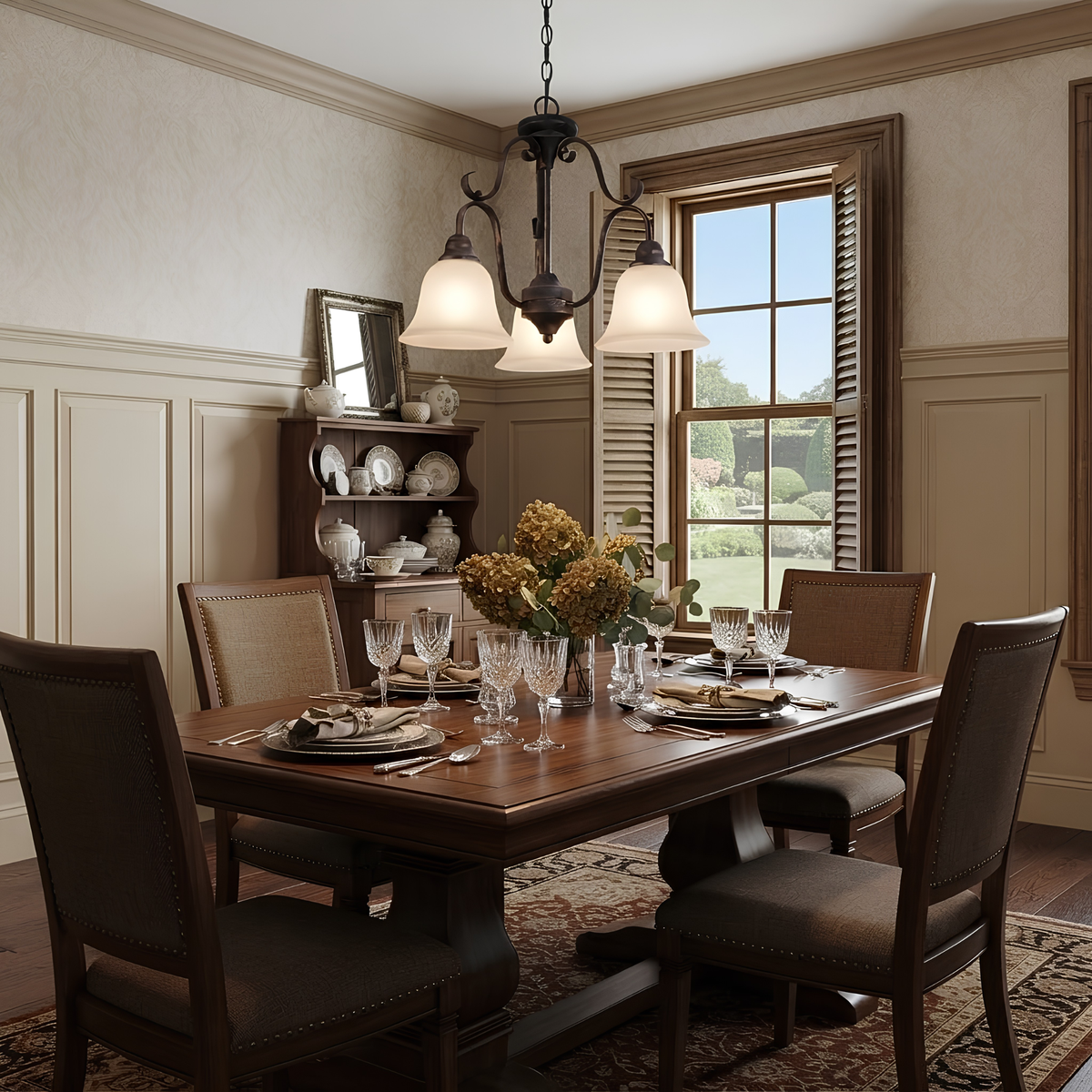 Frisco Series 3-Down Light Nook Chandelier WH-RB
