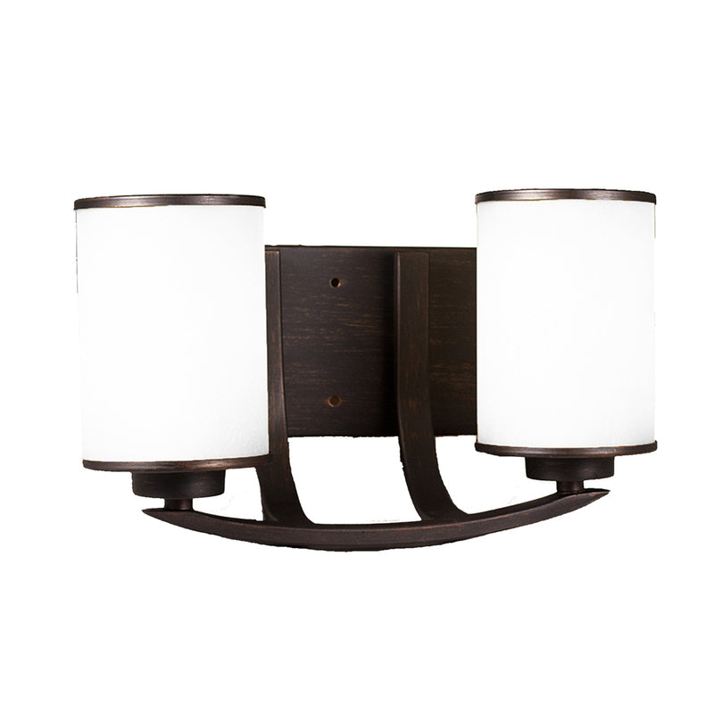 LX-VS2(WH)-RB - Lexington 2-Light Vanity in Rubbed Bronze Finish and White Glass