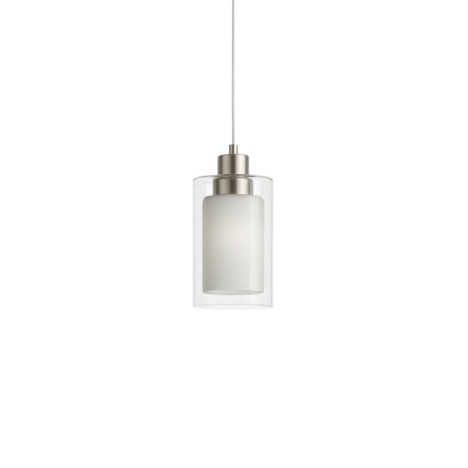 Clear/White Double Glass Mini Pendant - Transitional Pendants