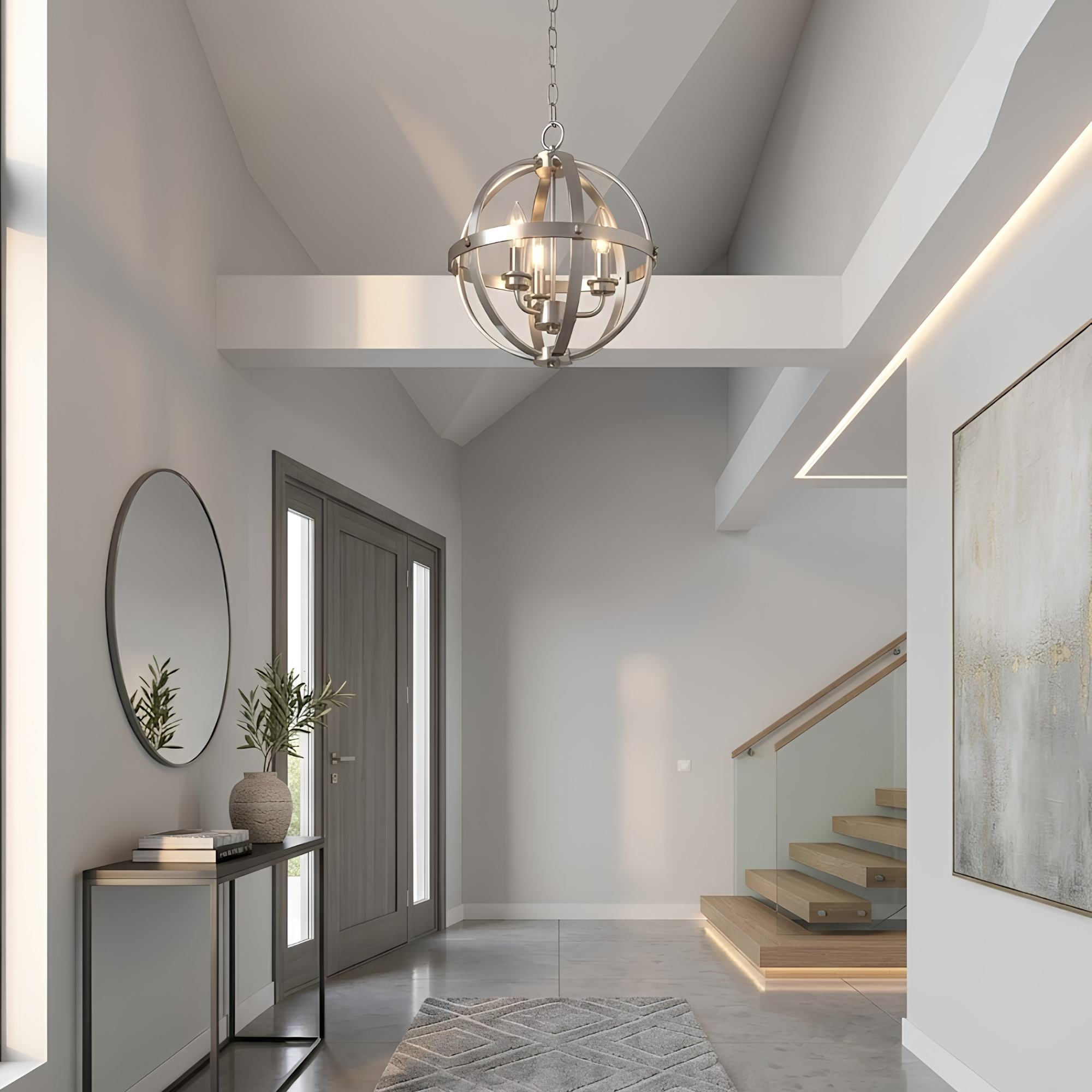 Small 12" Sphere Entry Light - Architectural-Inspired Pendants