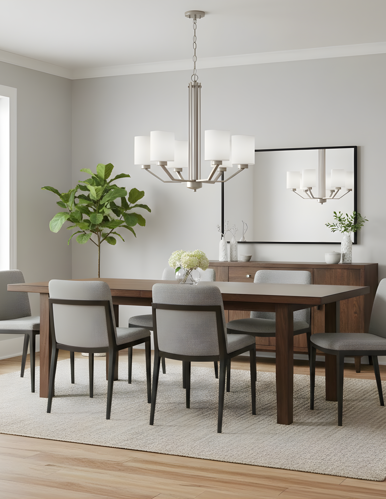 Paris 6-Light Chandelier White Cylinder Glass - Versatile Chandeliers