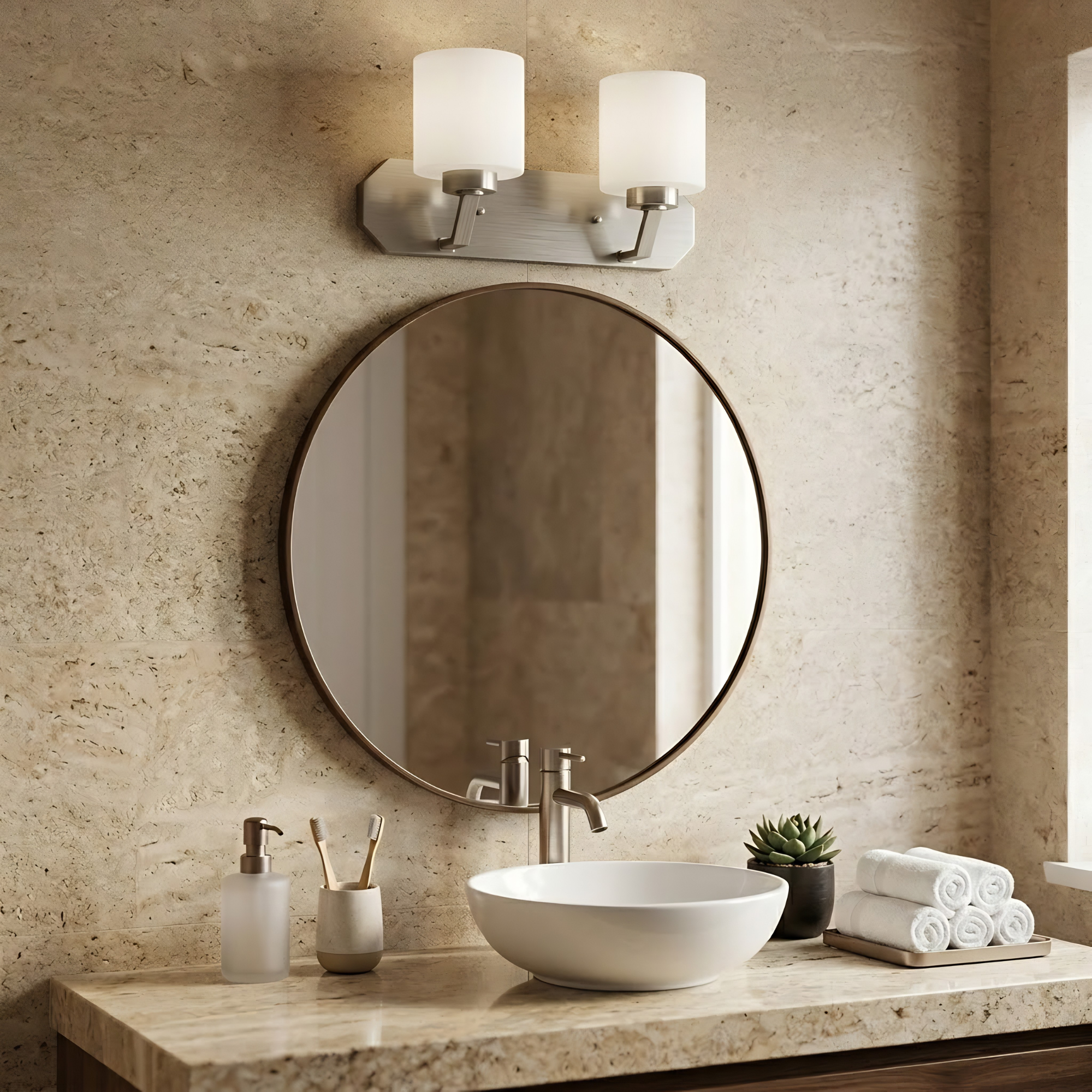 Paris 2-Light Vanity - White Cylinder Glass - Eye-Catching Vanities
