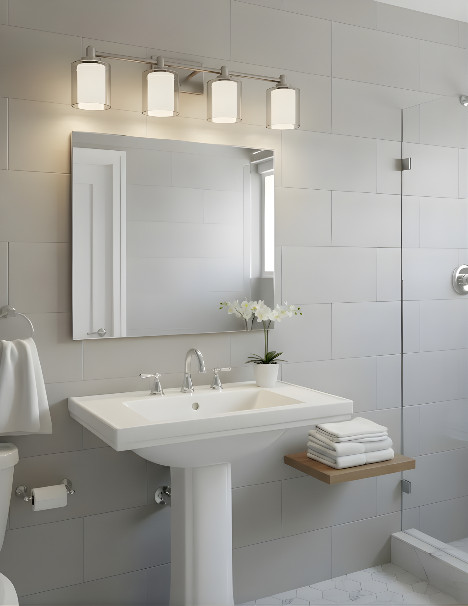 Sonora 4-Light Vanity - Clear & White Glass - Decorative Vanities