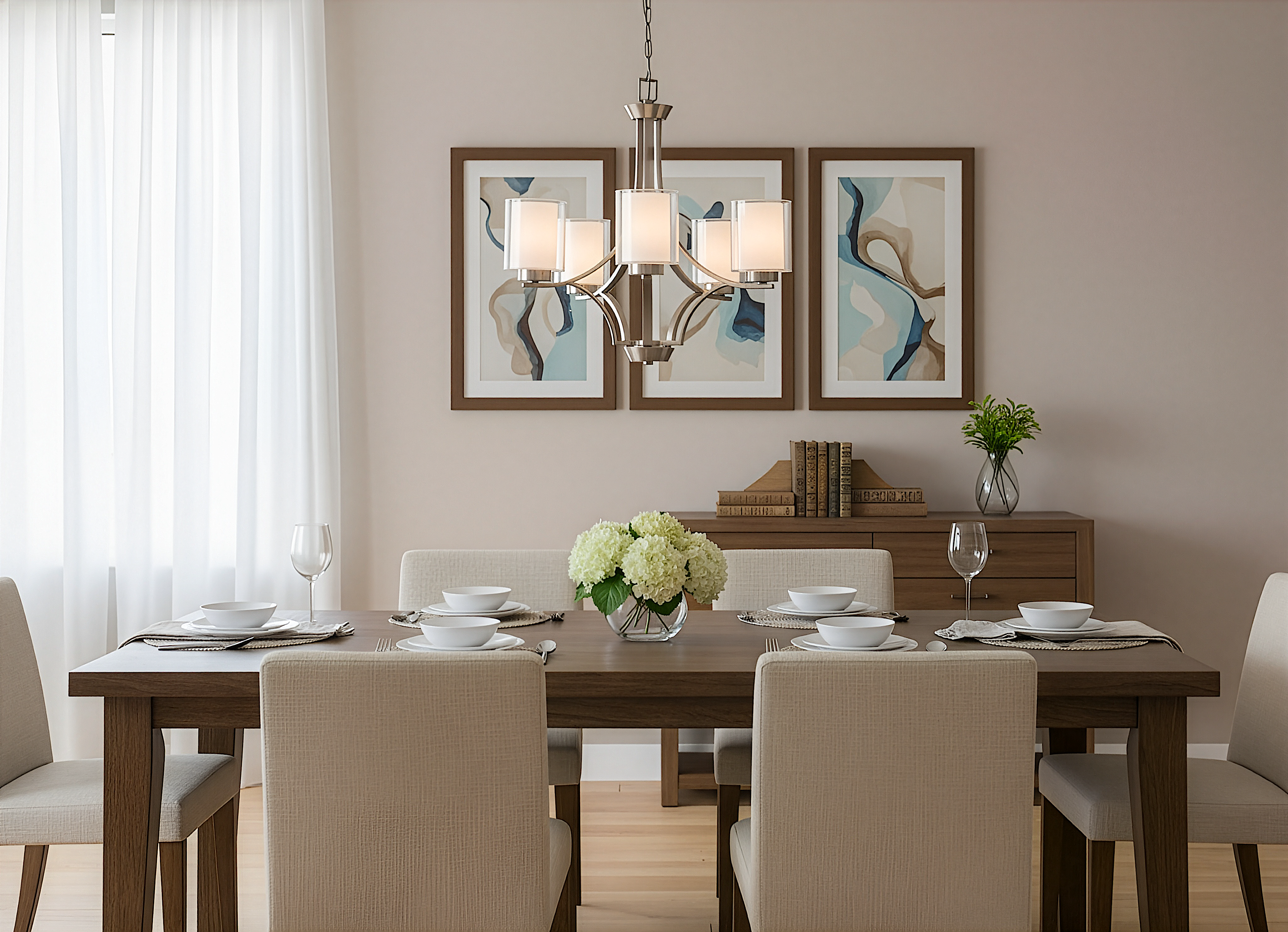 Sonora 5-Light Chandelier - Clear & White Glass - Elegant Chandeliers