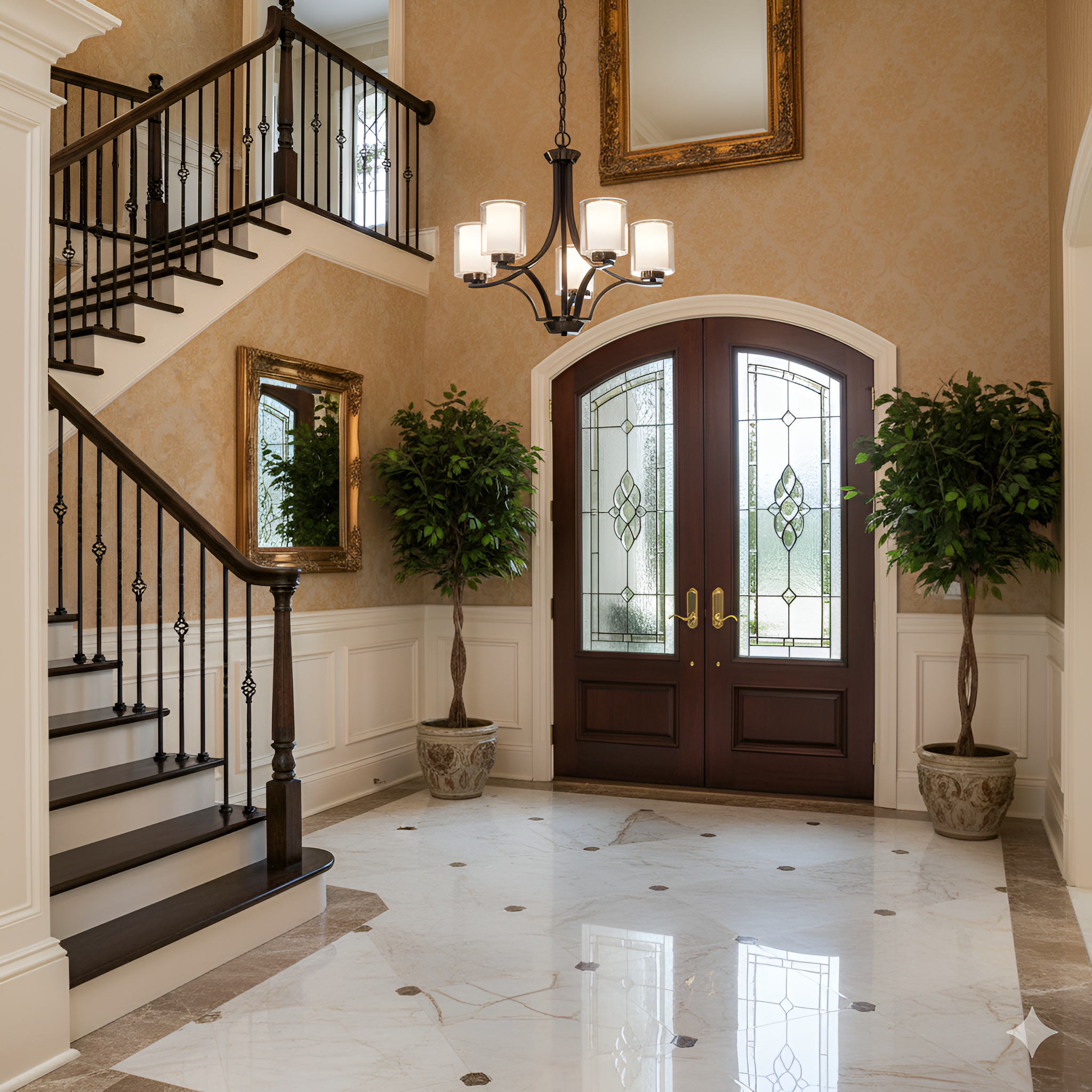 Sonora 5-Light Chandelier - Clear & White Glass - Elegant Chandeliers