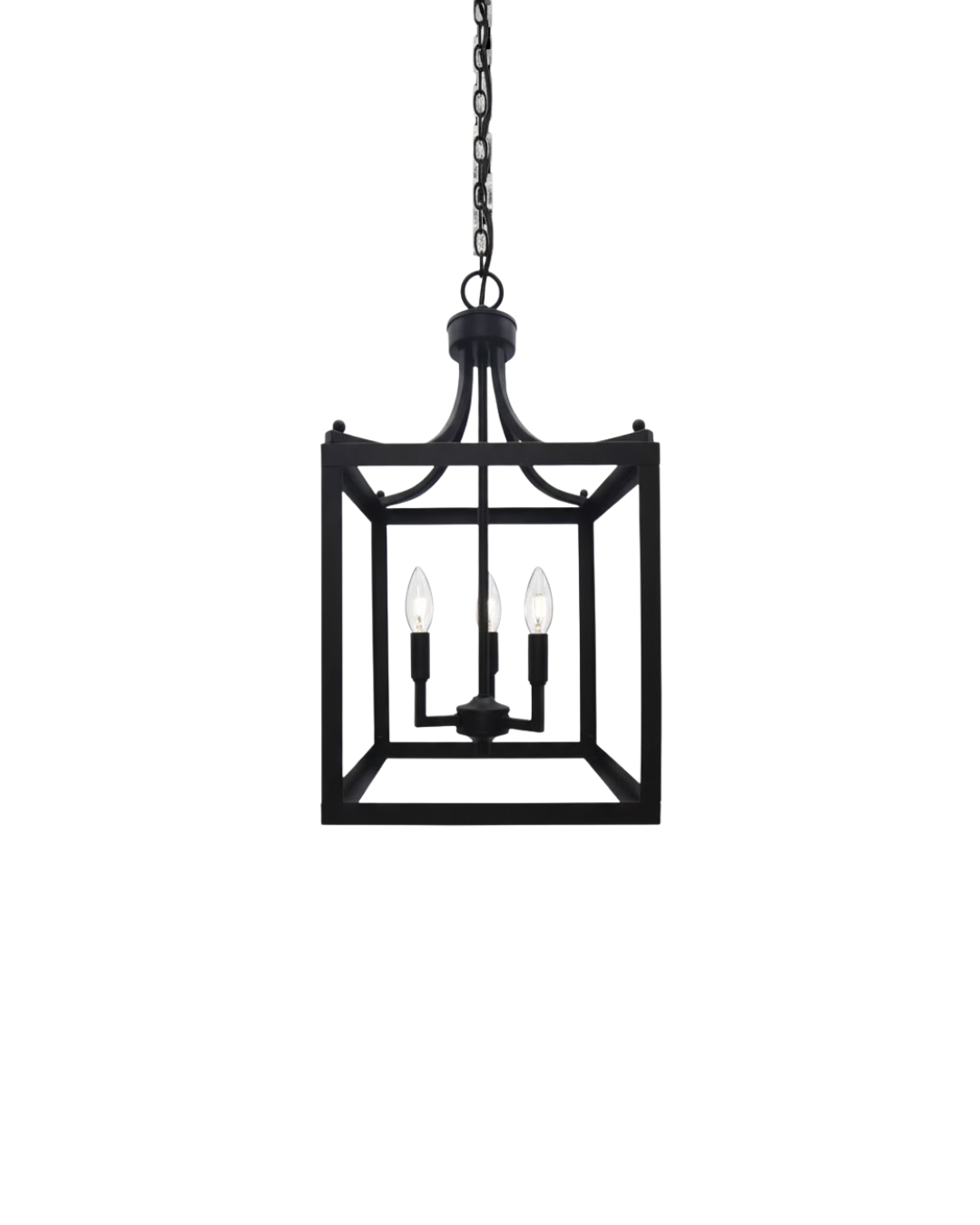 3-Light Square Cage Entry - No Glass - Architectural-Inspired Pendants