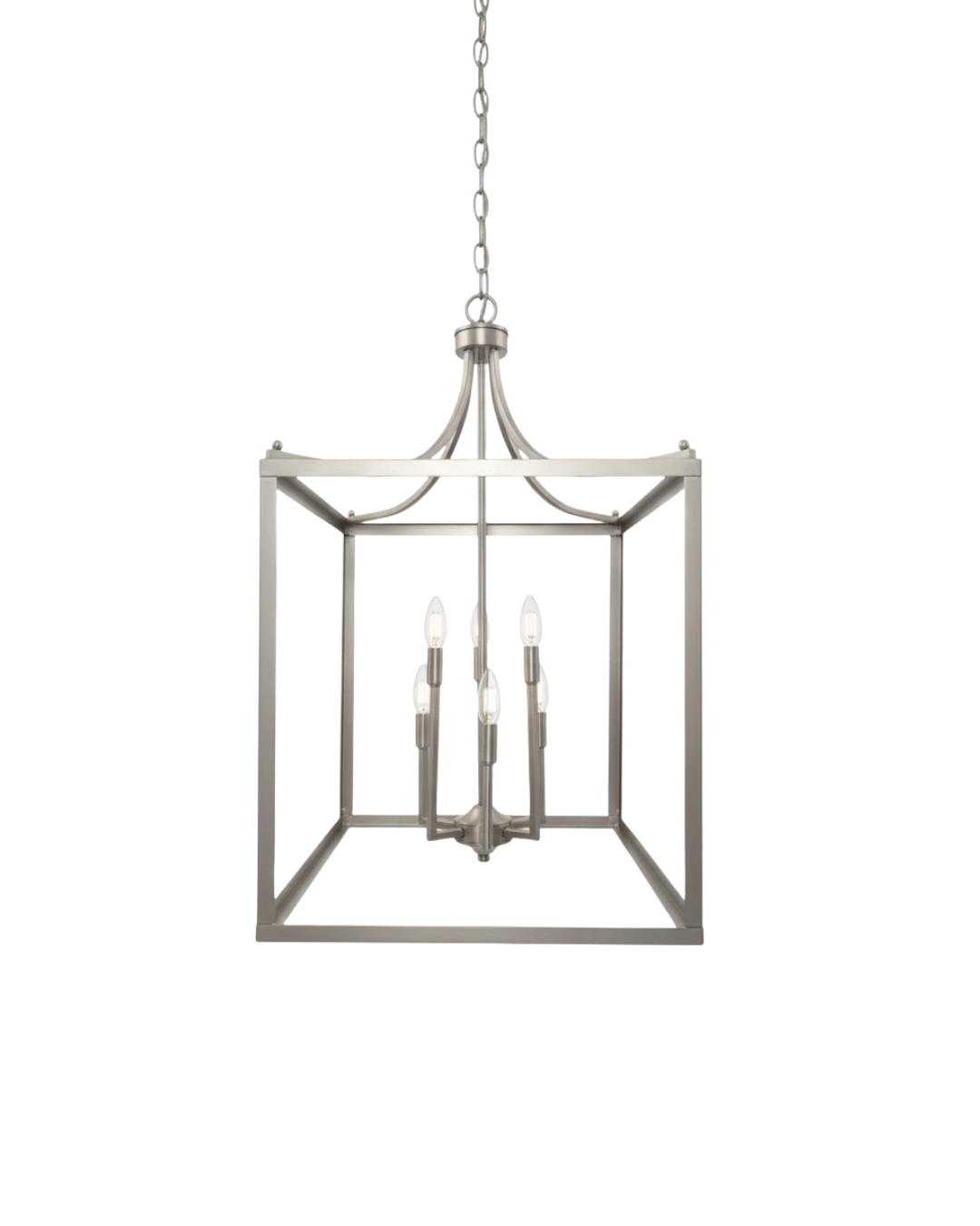 6-Light Square Cage Entry - No Glass - Stylish Pendants