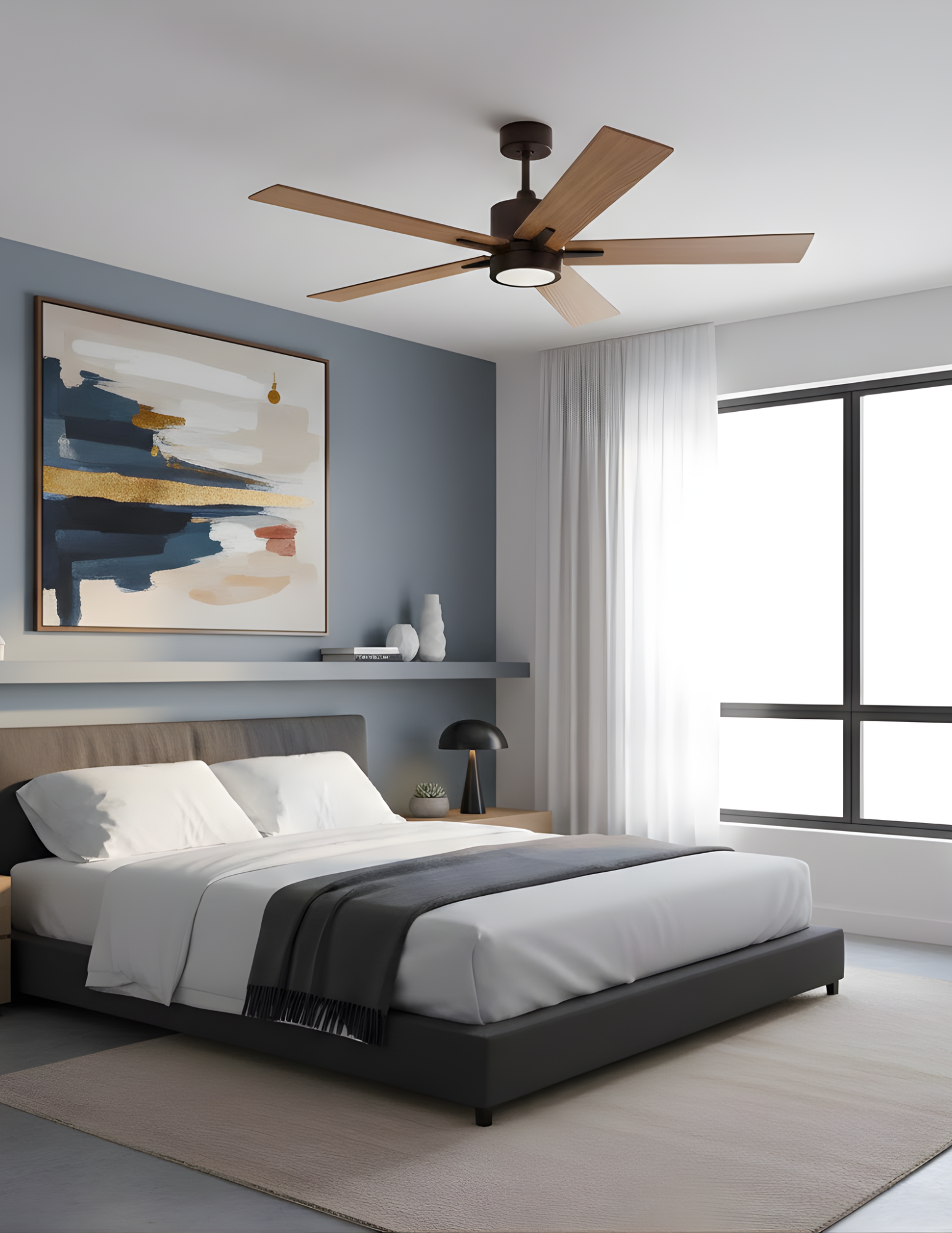 5-Blade 52" RB Modern Cylinder Fan Med Oak/Walnut Blades WC-1-WH Included