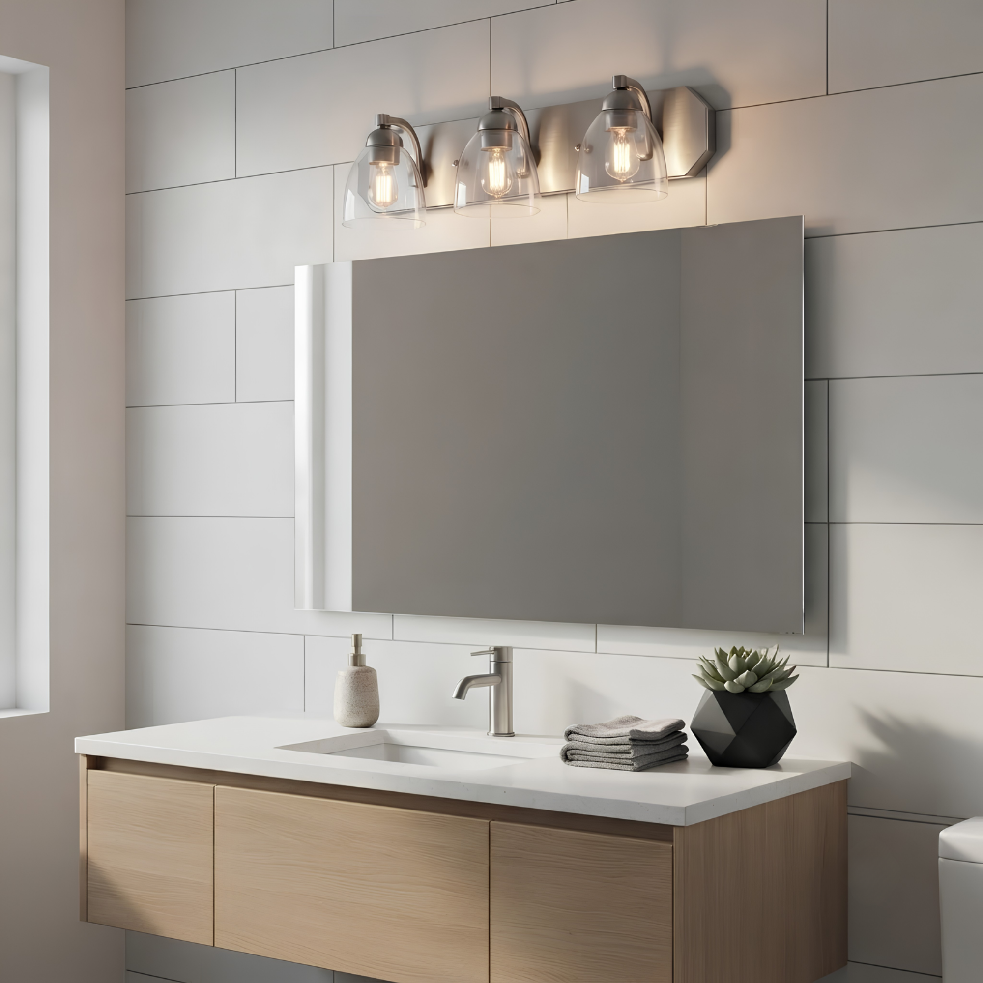 Special Order 3-Light Contemporary Vanity Clear Glass - Refined Vanities