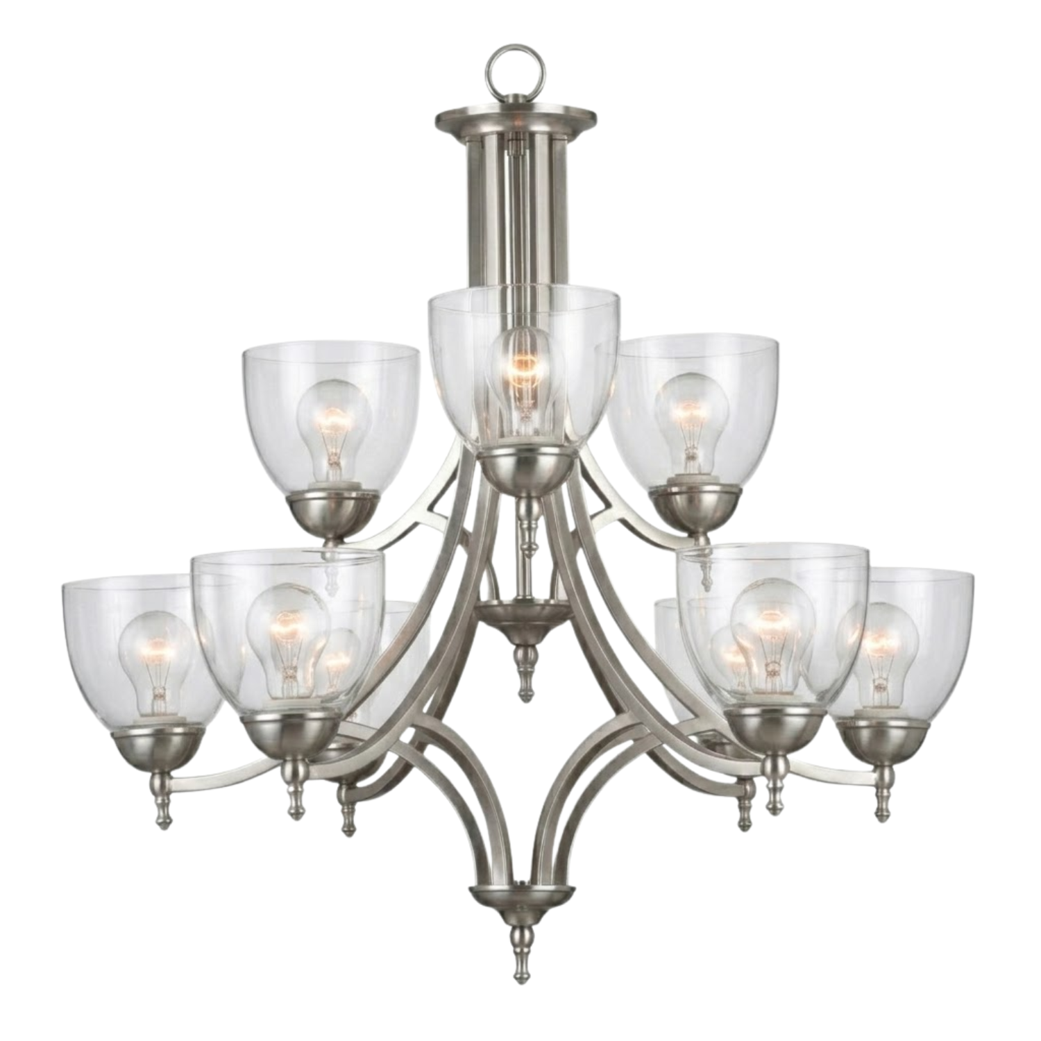 Dallas Upgrade 9-Light Chandelier - Timeless Chandeliers in Brushed Nickel