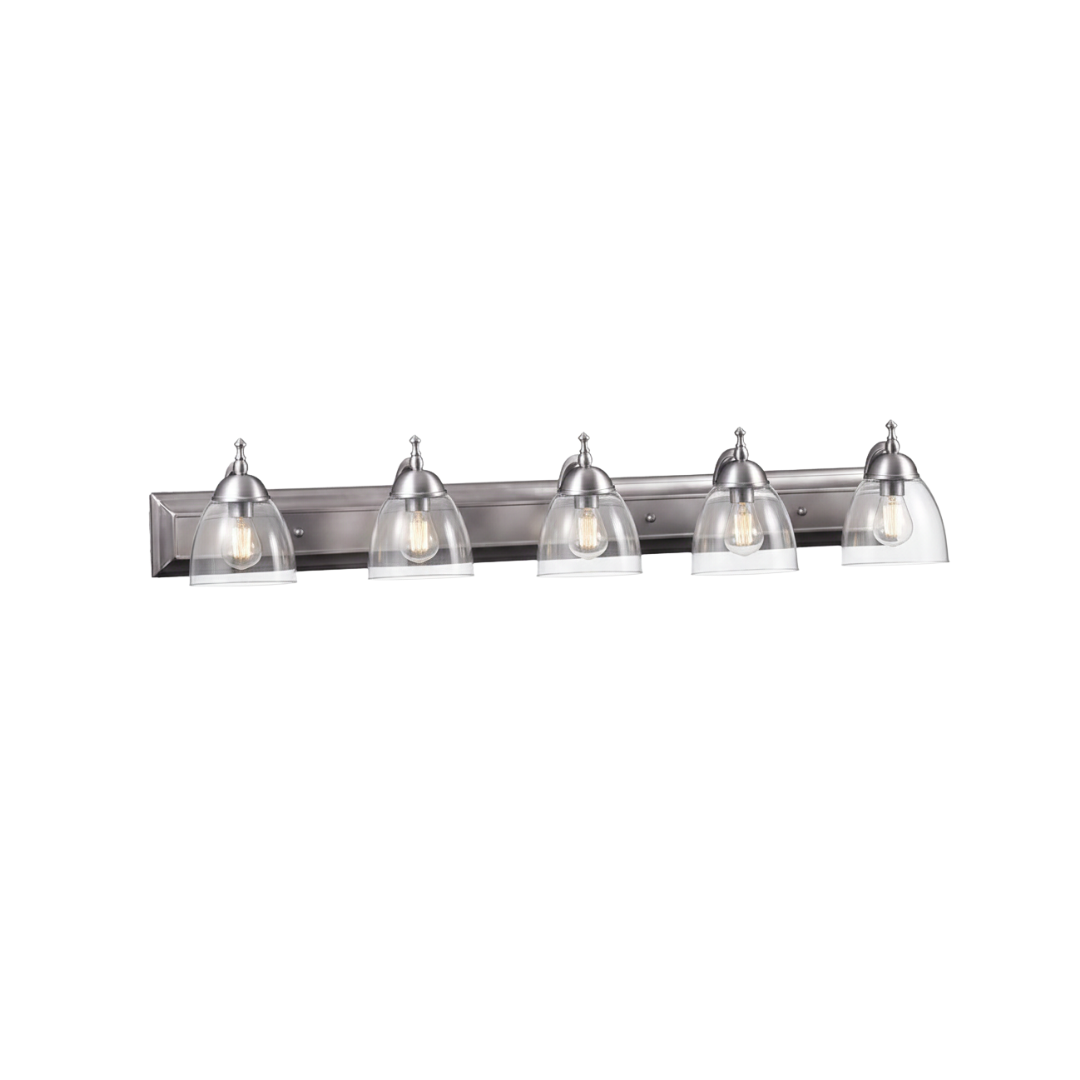Dallas 5-Light Clear Vanity - Classic Vanities in Brushed Nickel