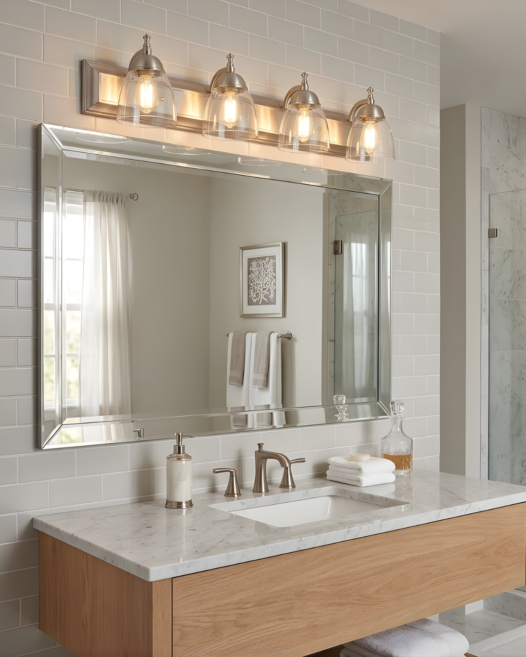 Dallas 4-Light Clear Vanity - Chic Vanities in Brushed Nickel