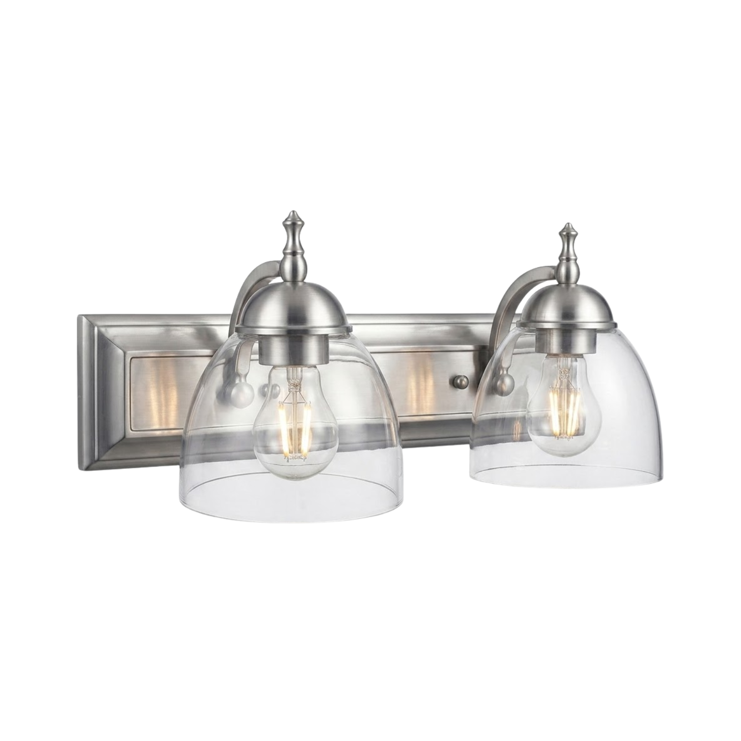 Dallas 2-Light Clear Vanity - Chic Vanities in Brushed Nickel