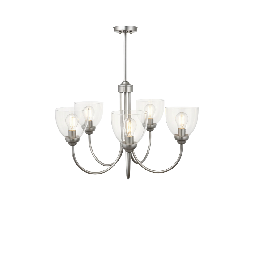 Laredo 5-Light Chandelier Clear Glass - Eye-Catching Chandeliers in Brushed Nickel