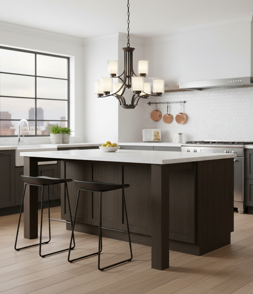 Sonora 9-Light Chandelier - Clear & White Glass - Refined Chandeliers